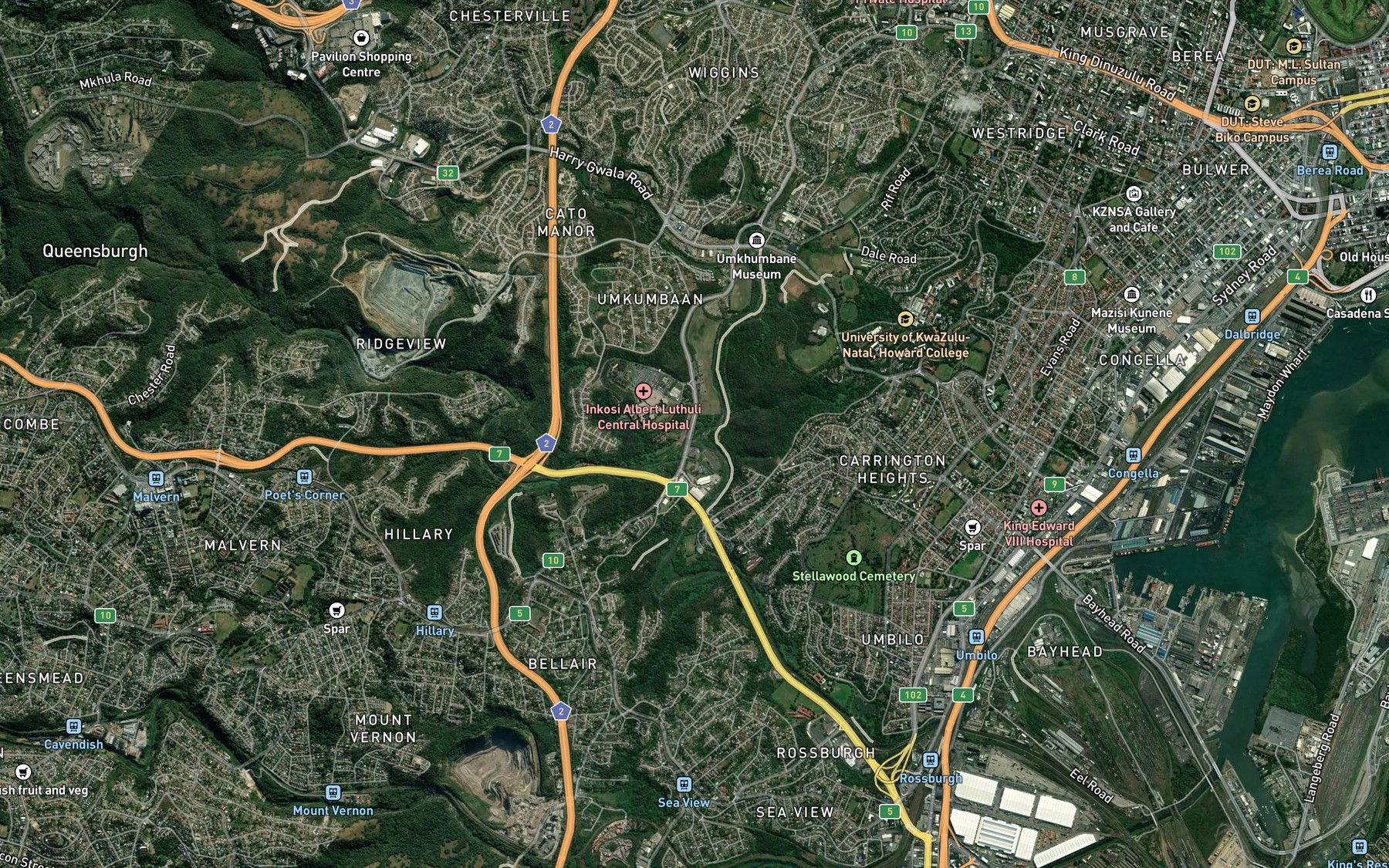 Satellite map of the Mkumbane