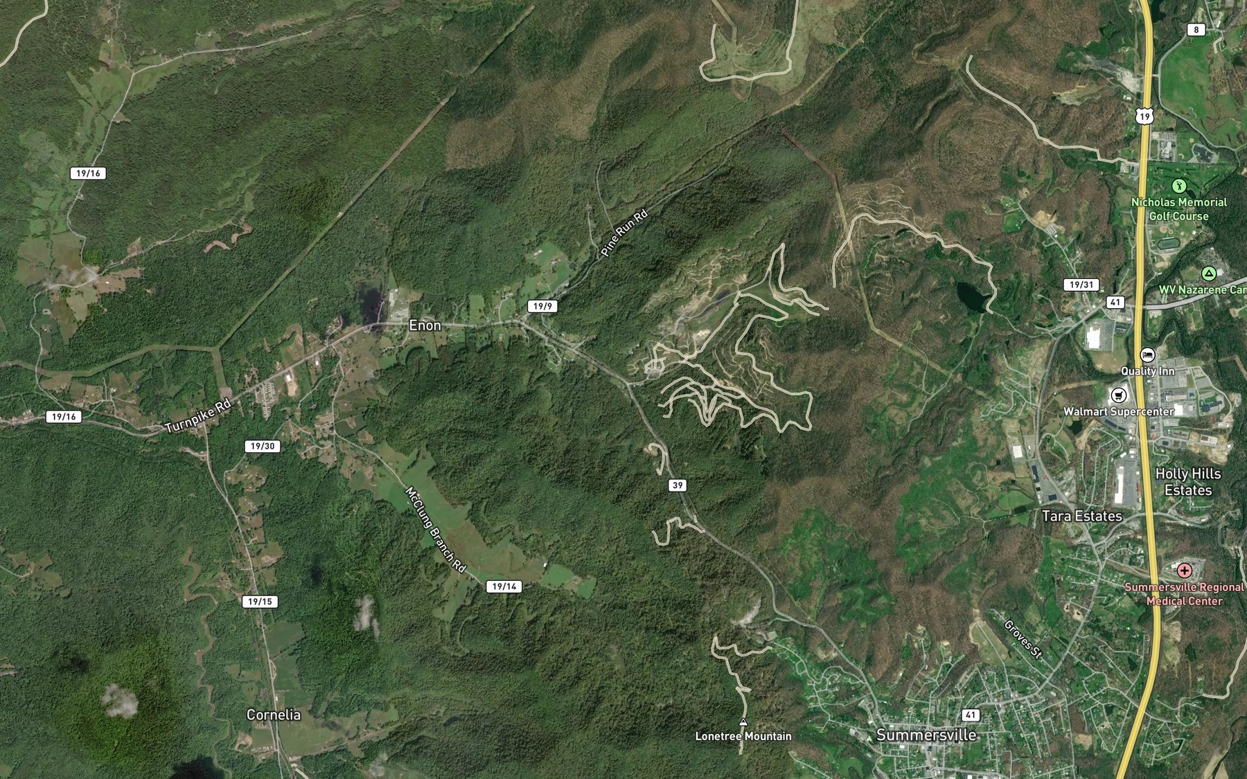 Satellite map of the Bryant Branch