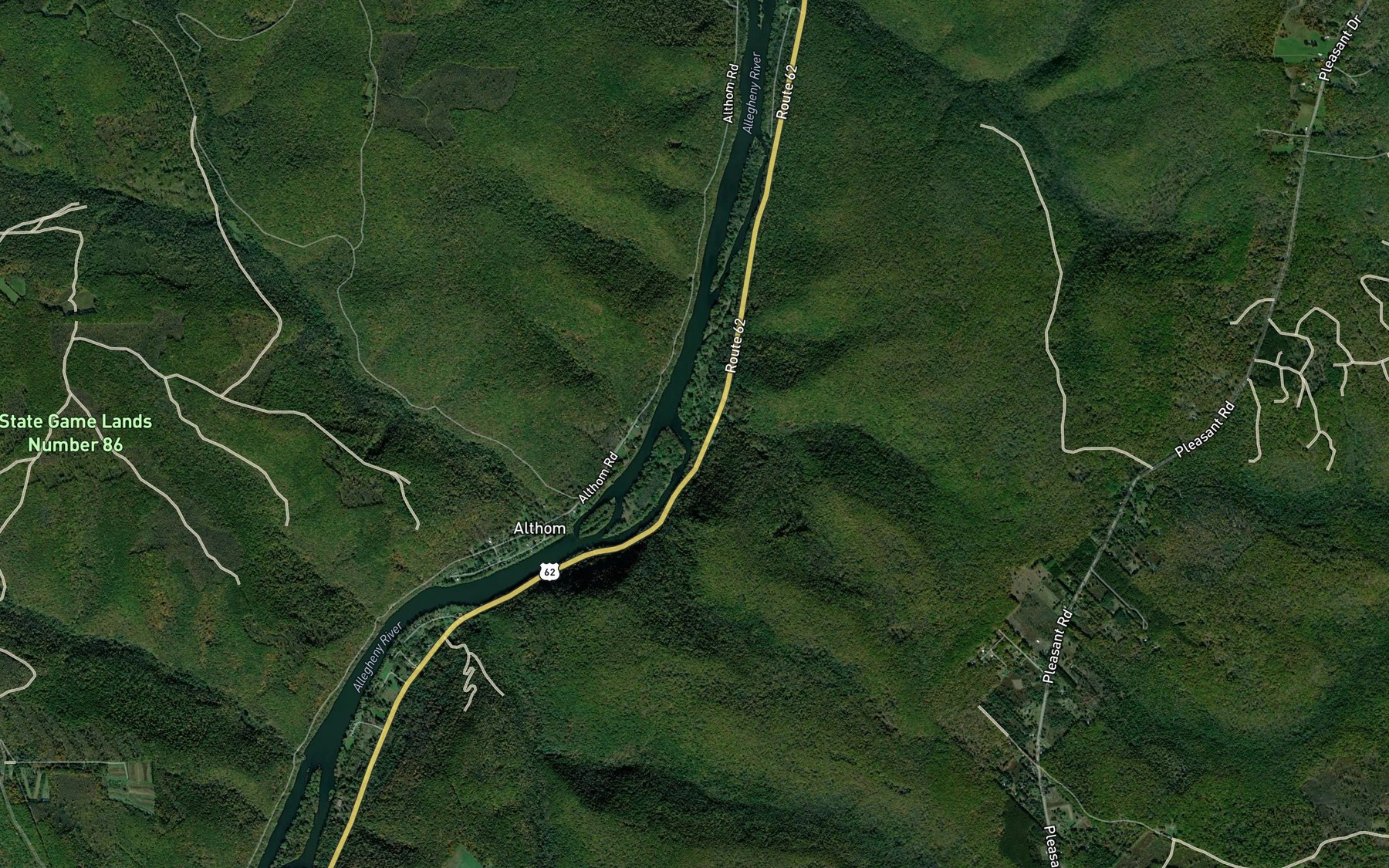 Satellite map of the Clark Run
