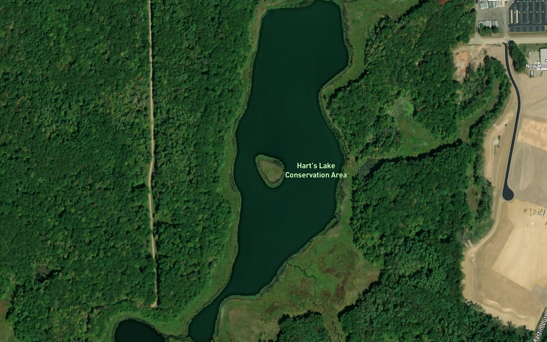 Satellite map of the Harts Lake