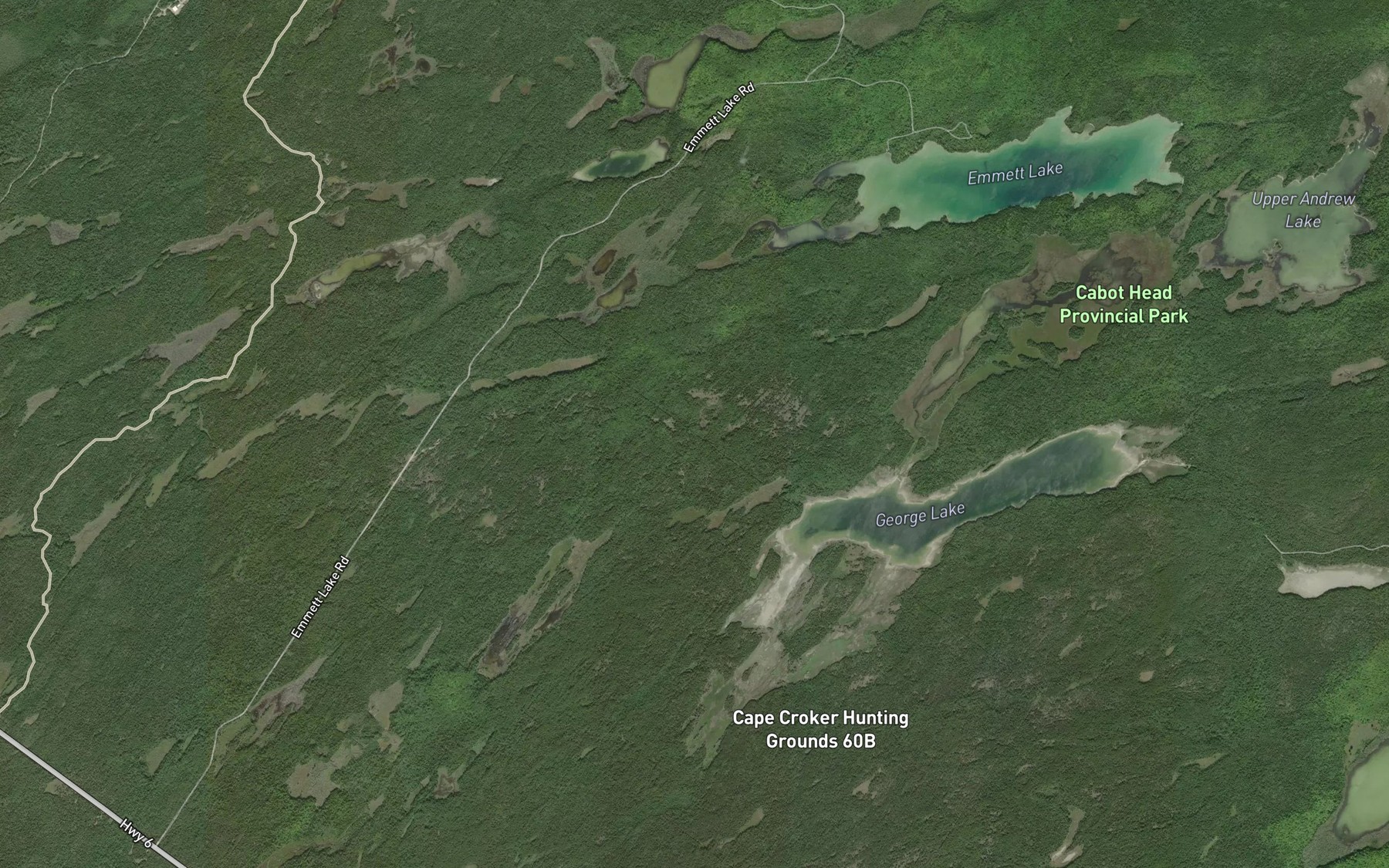 Satellite map of the Twin Marsh Lakes
