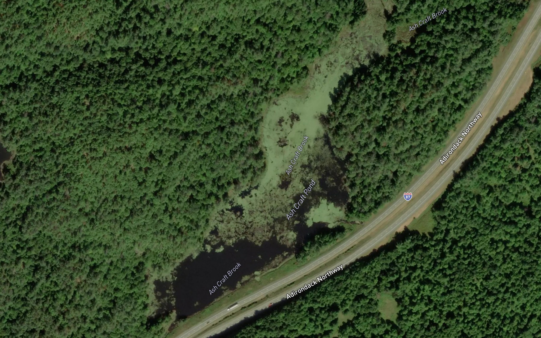 Satellite map of the Ash Craft Pond