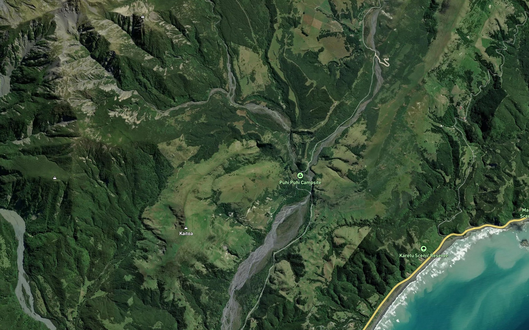 Satellite map of the Puhi Puhi River
