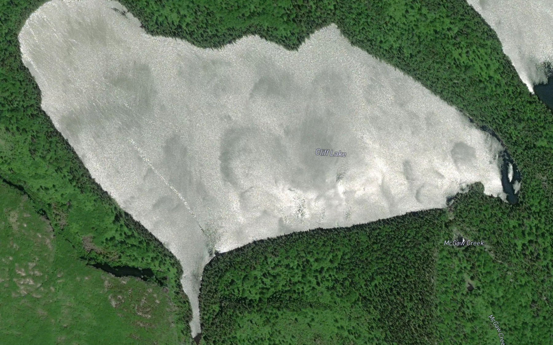 Satellite map of the Cliff Lake