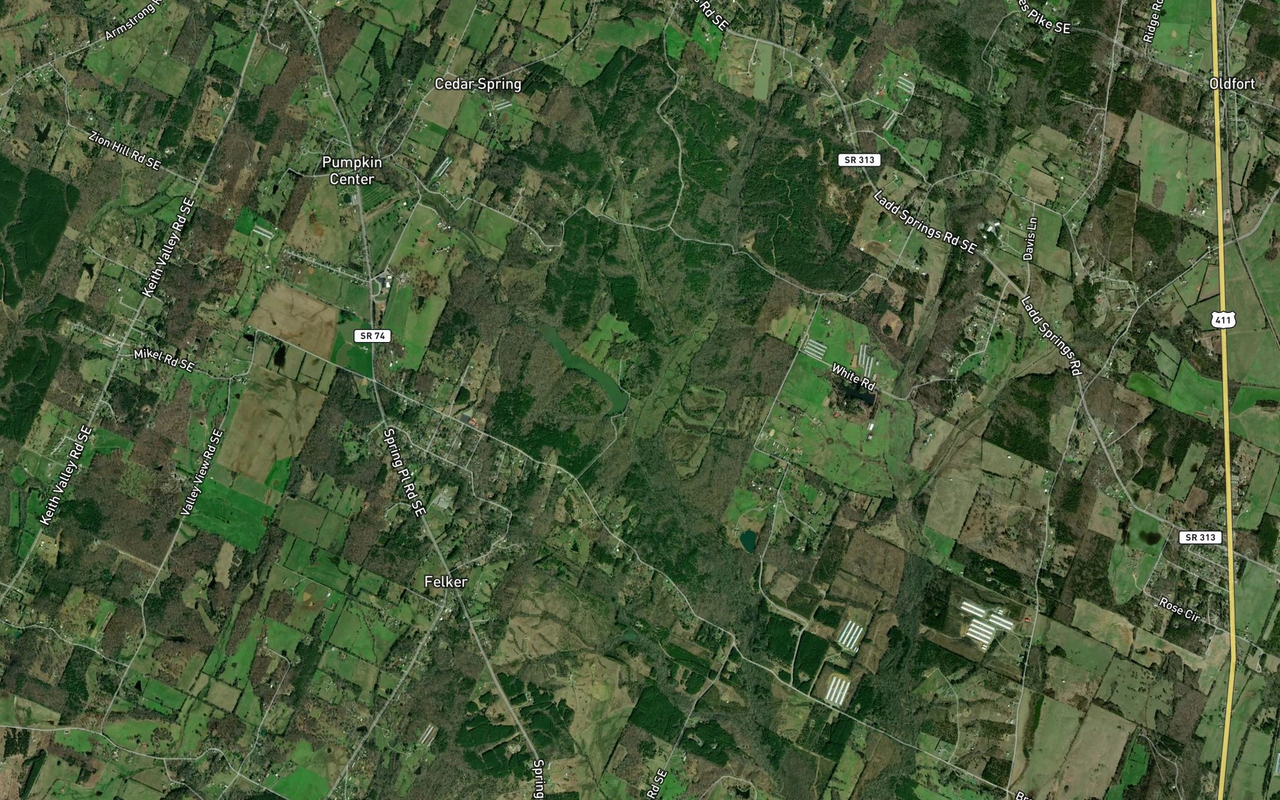Satellite map of the Bird Branch