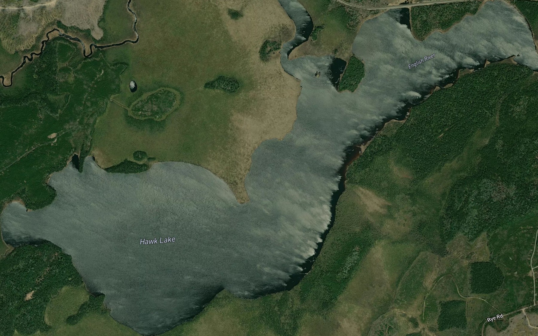 Satellite map of the Hawk Lake