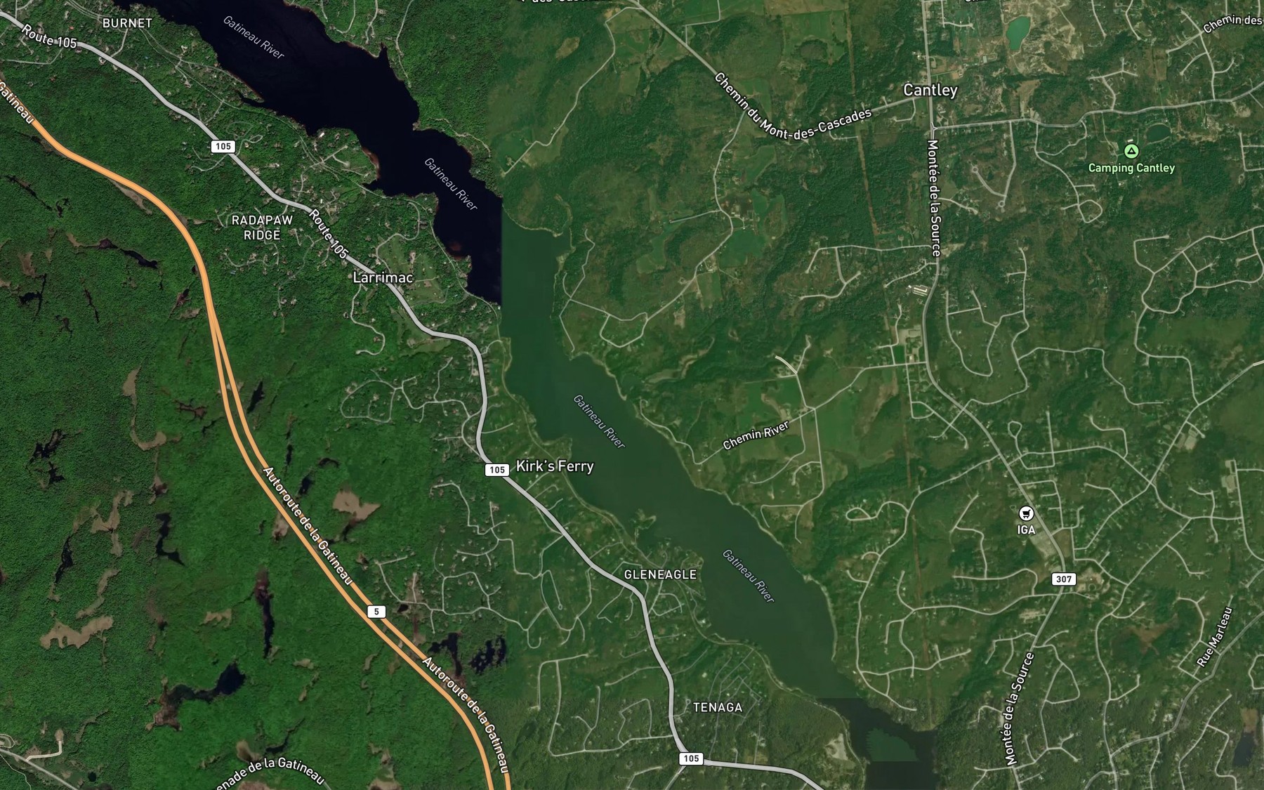 Satellite map of the Ruisseau Blackburn