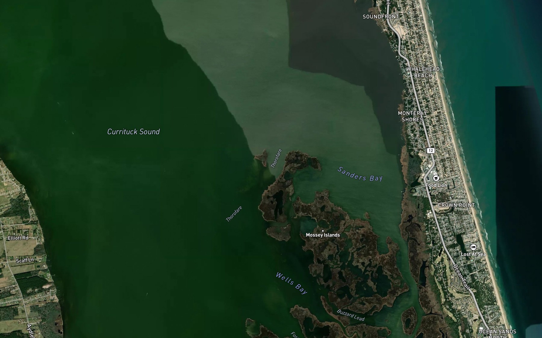 Satellite map of the Thorofare