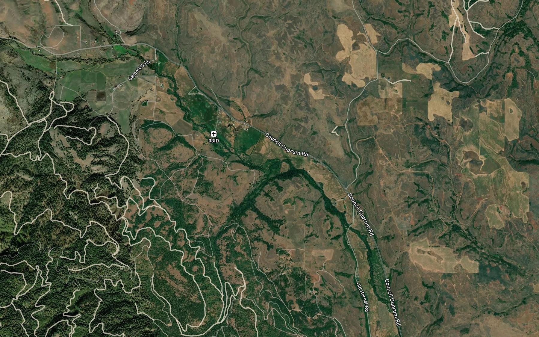 Satellite map of the Pole Creek