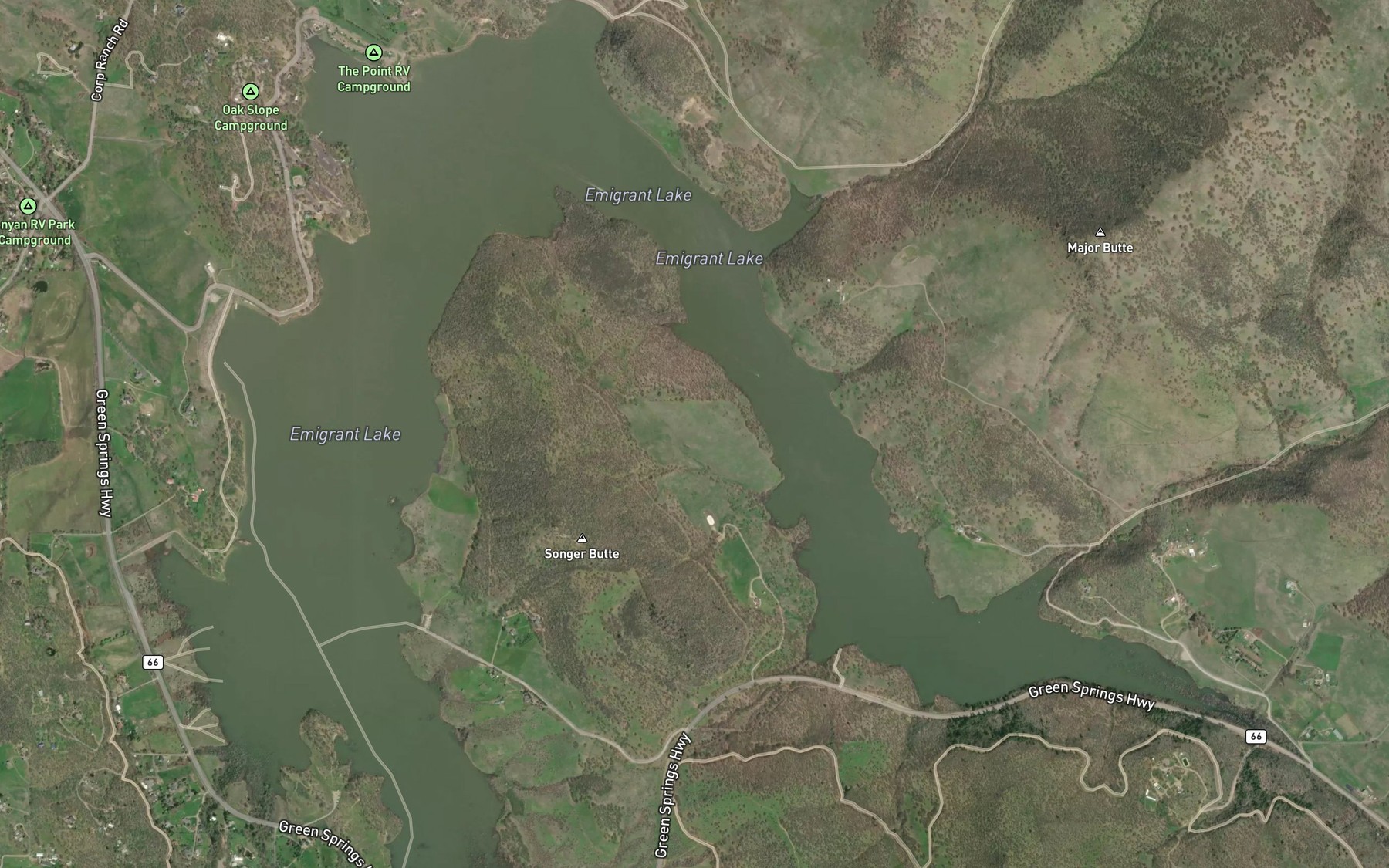Satellite map of the Emigrant Lake