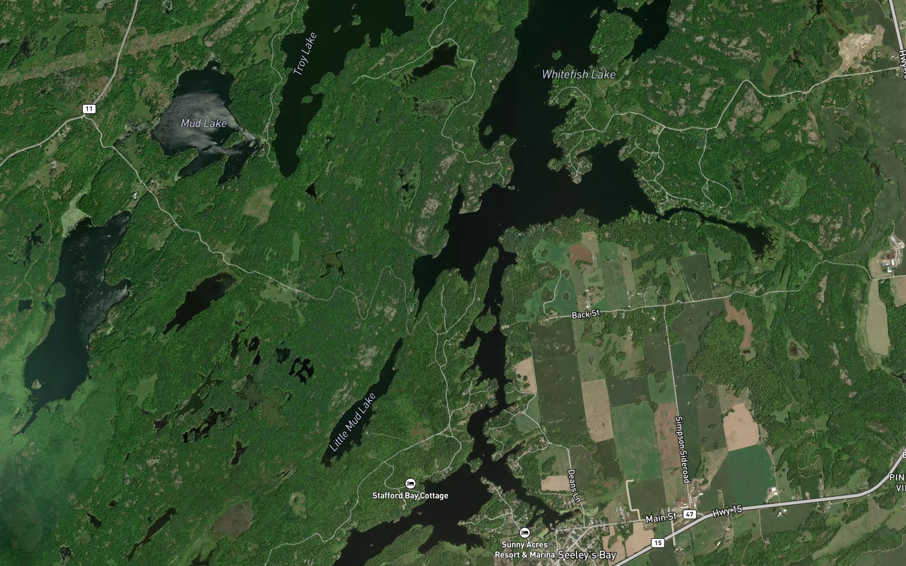 Satellite map of the Murphys Narrows