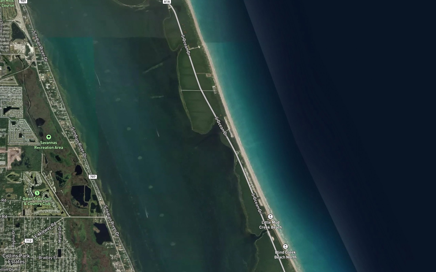 Satellite map of the Middle Cove