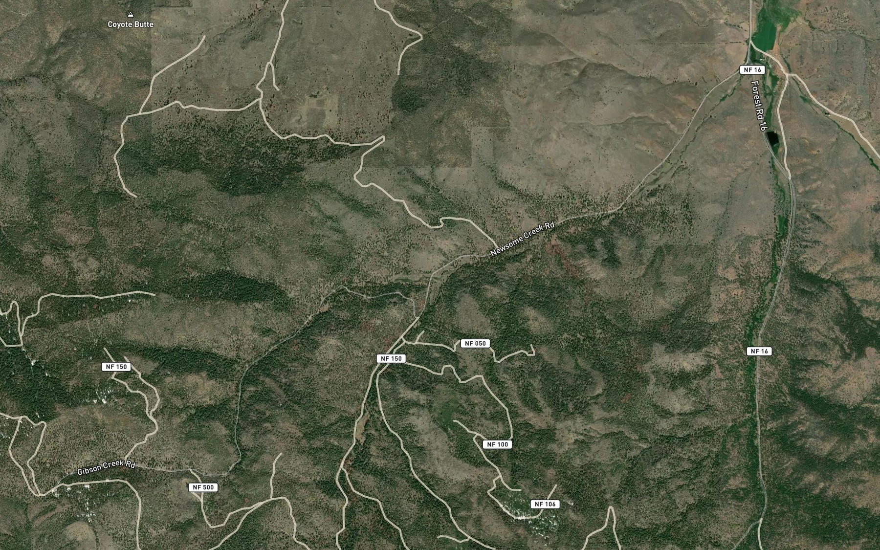 Satellite map of the Gibson Creek