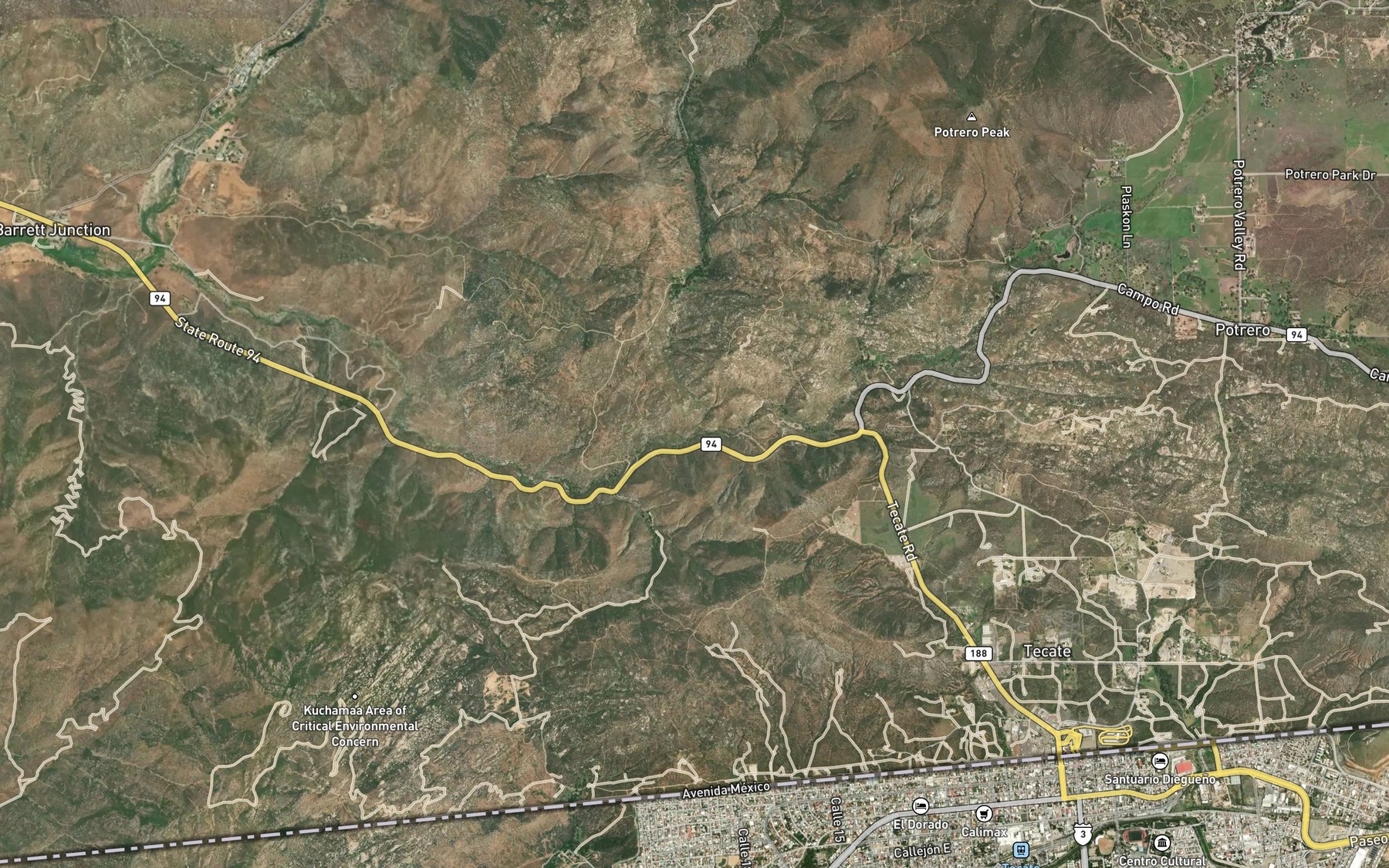 Satellite map of the Grapevine Creek