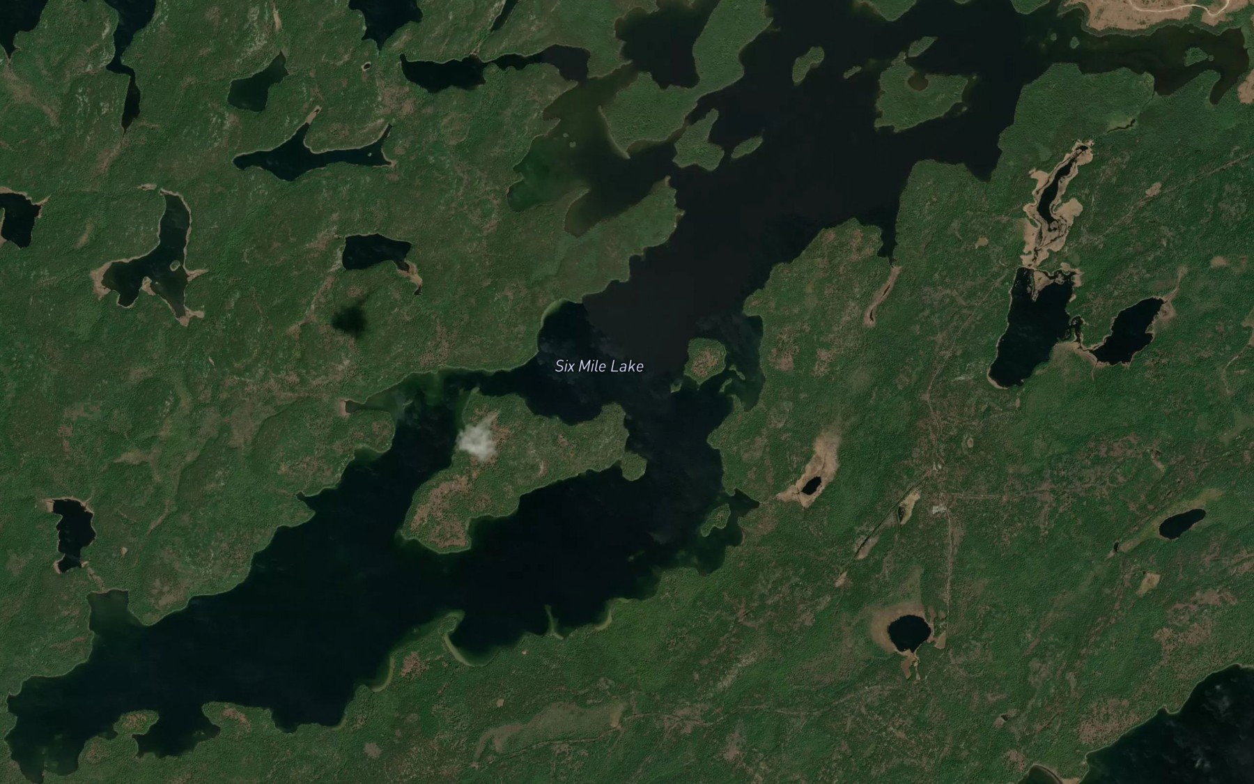 Satellite map of the Six Mile Lake