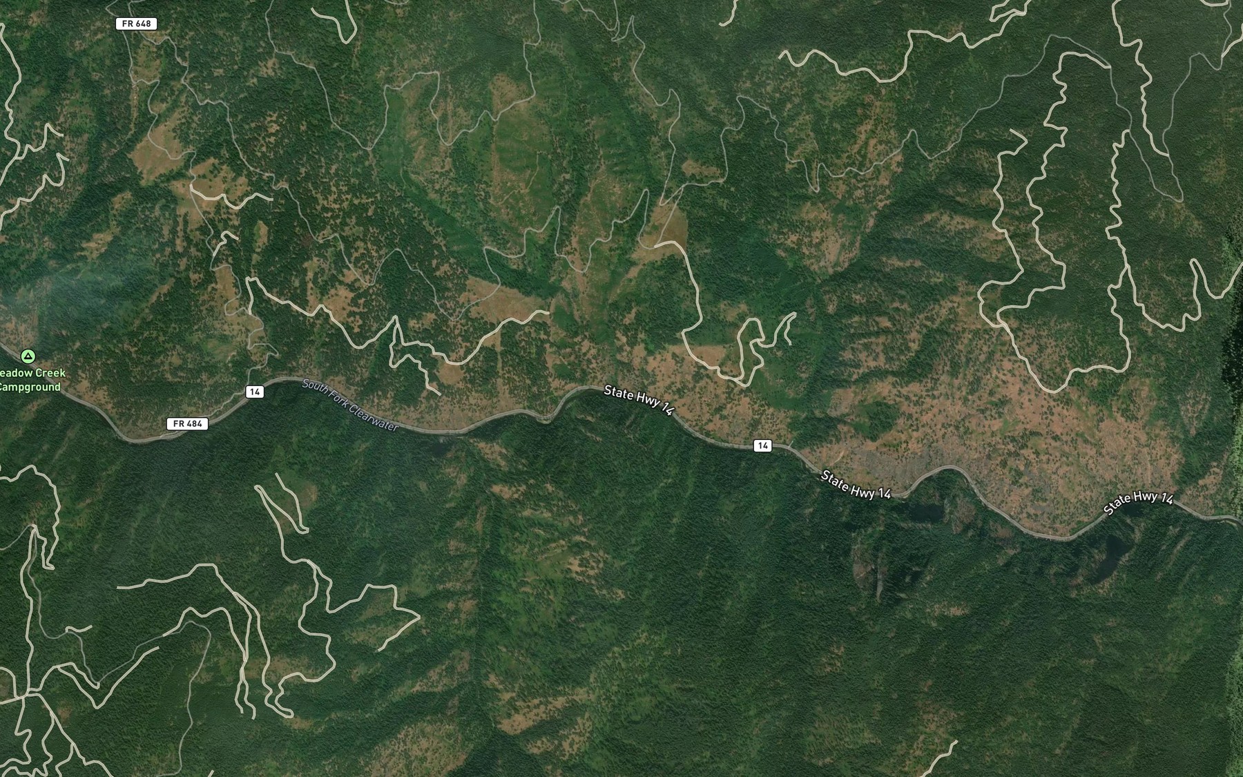 Satellite map of the Ralph Smith Creek