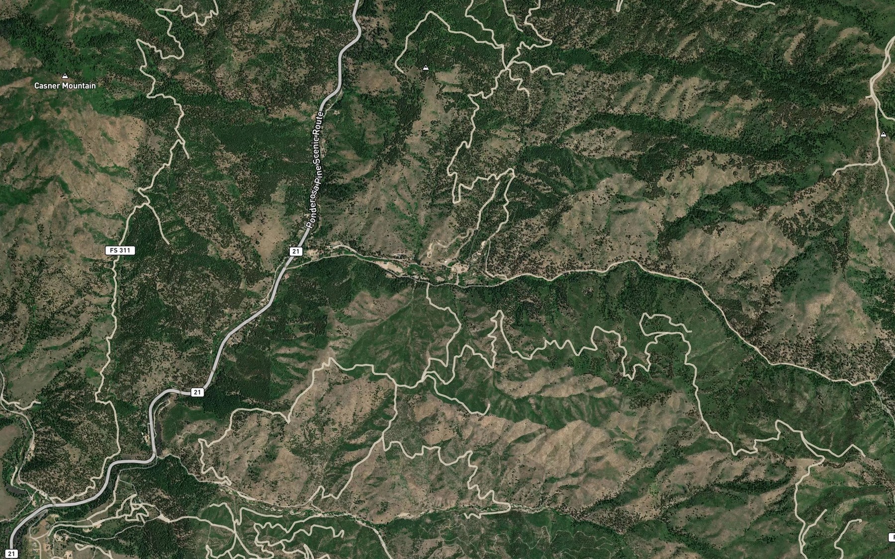 Satellite map of the Placer Creek