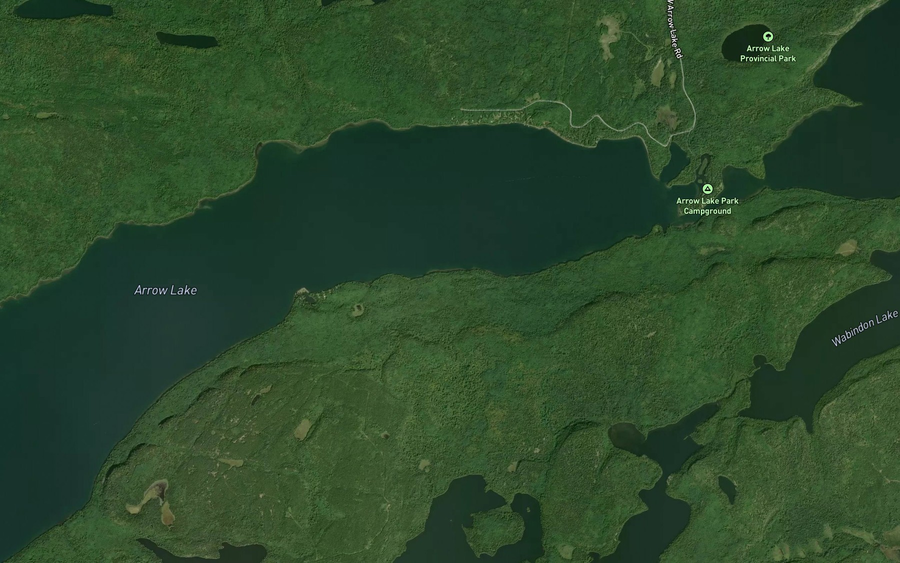 Satellite map of the Arrow Lake