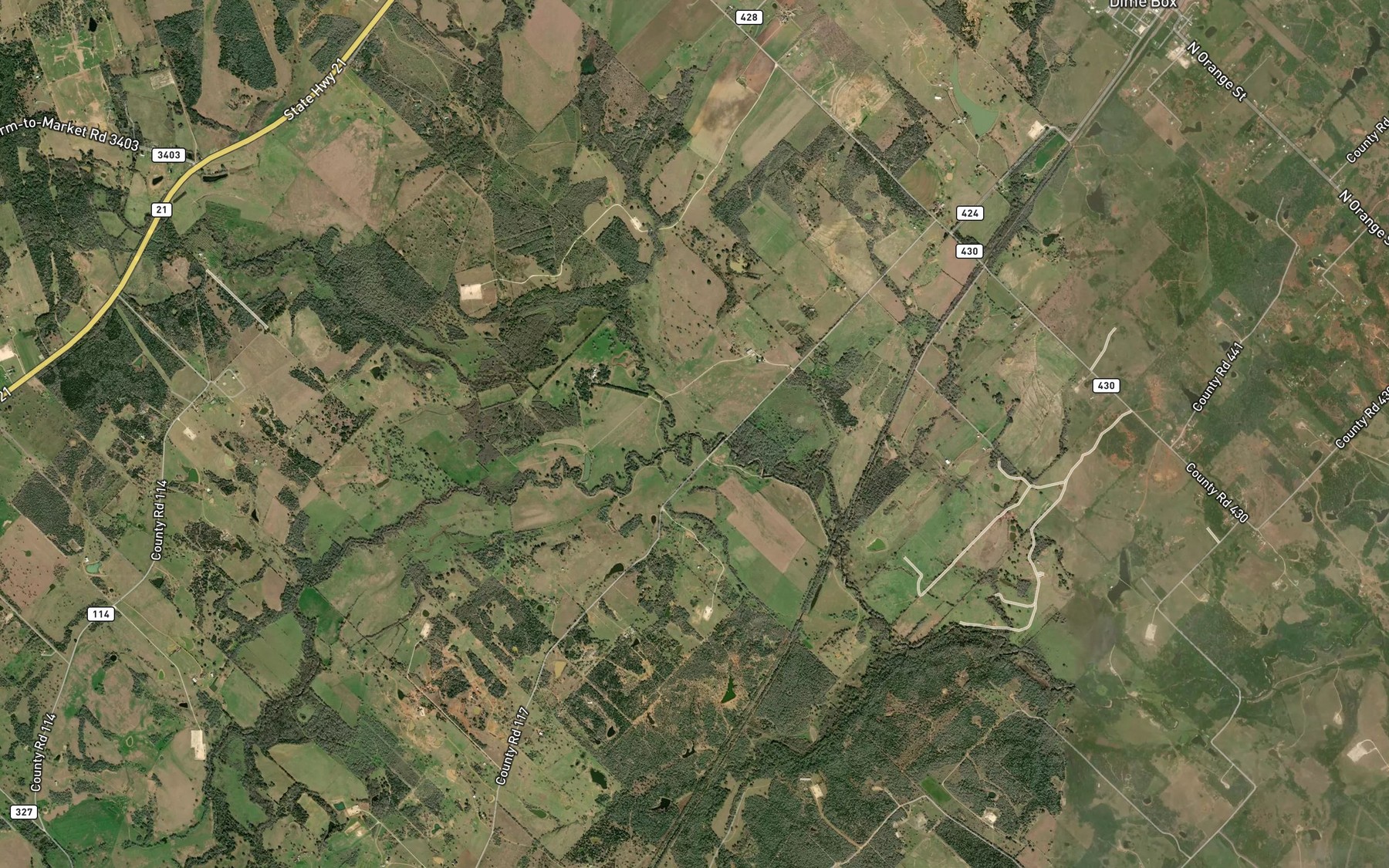 Satellite map of the West Yegua Creek