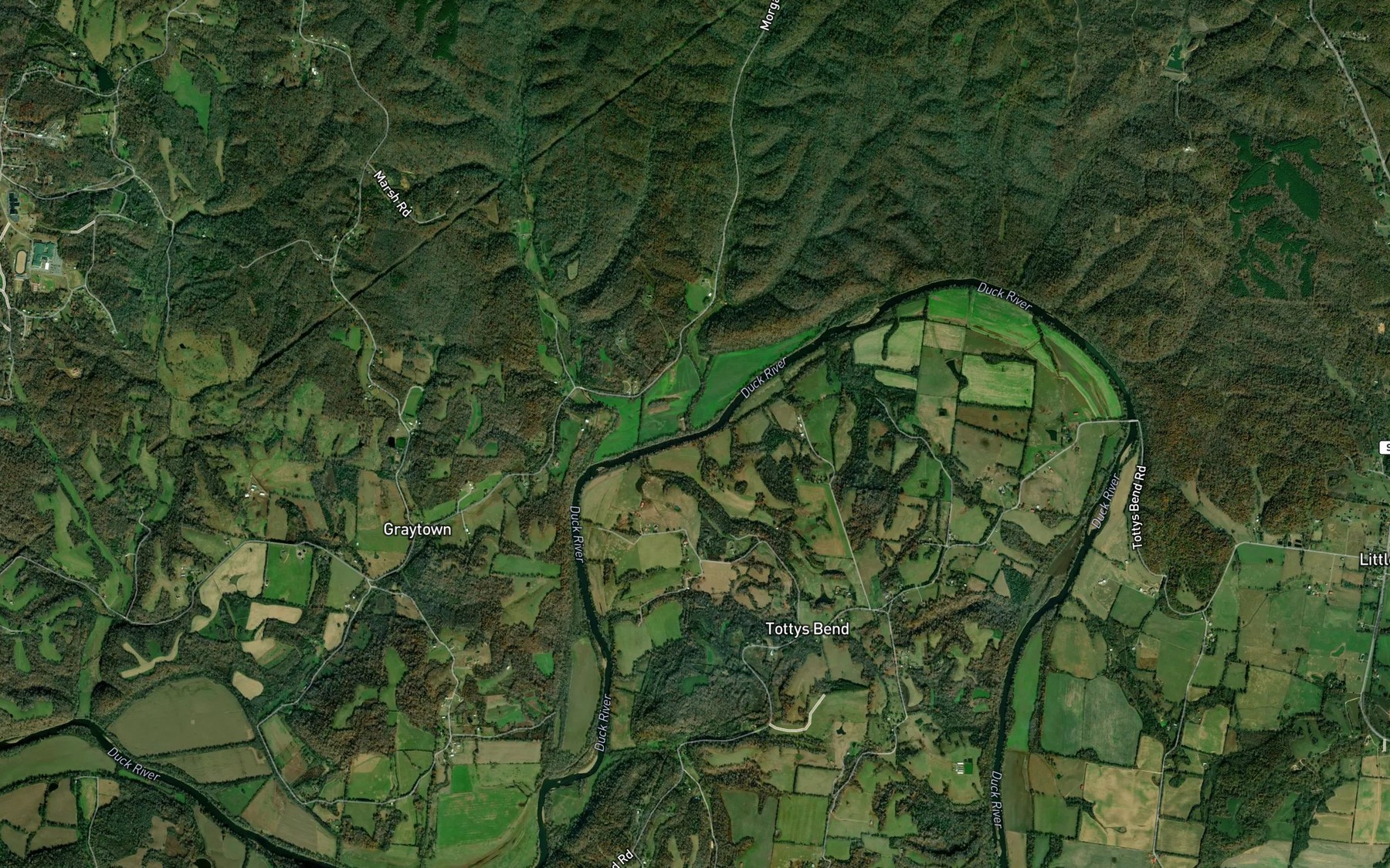 Satellite map of the Morgan Creek