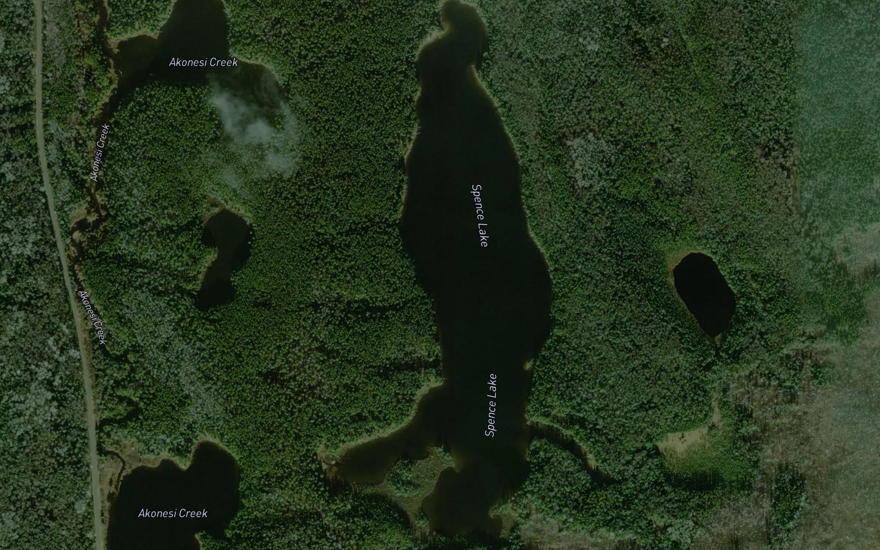 Satellite map of the Spence Lake