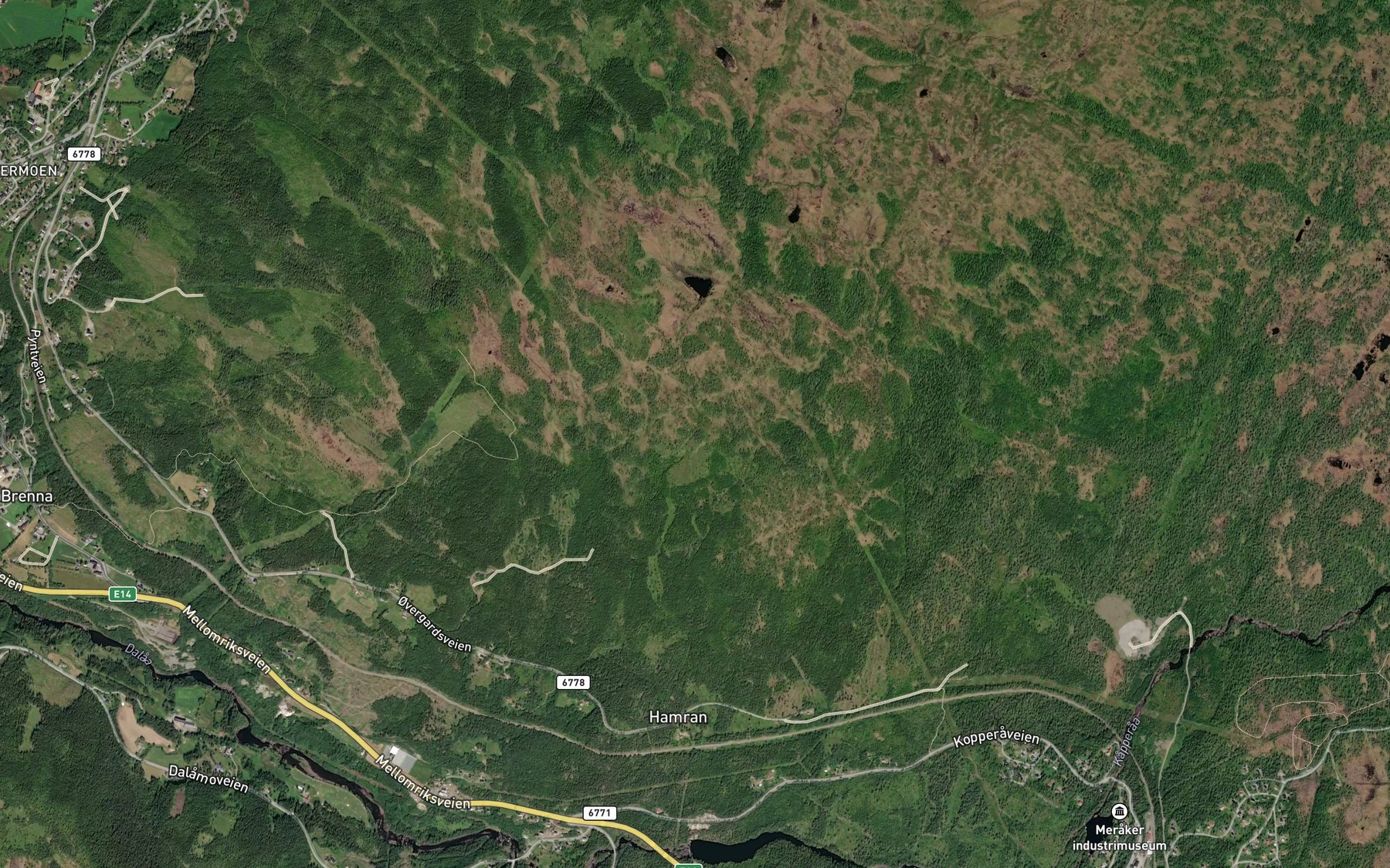 Satellite map of the Lomtjonnbekken