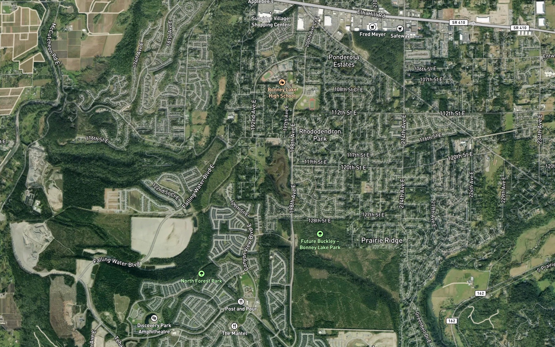 Satellite map of the Rhode Lake