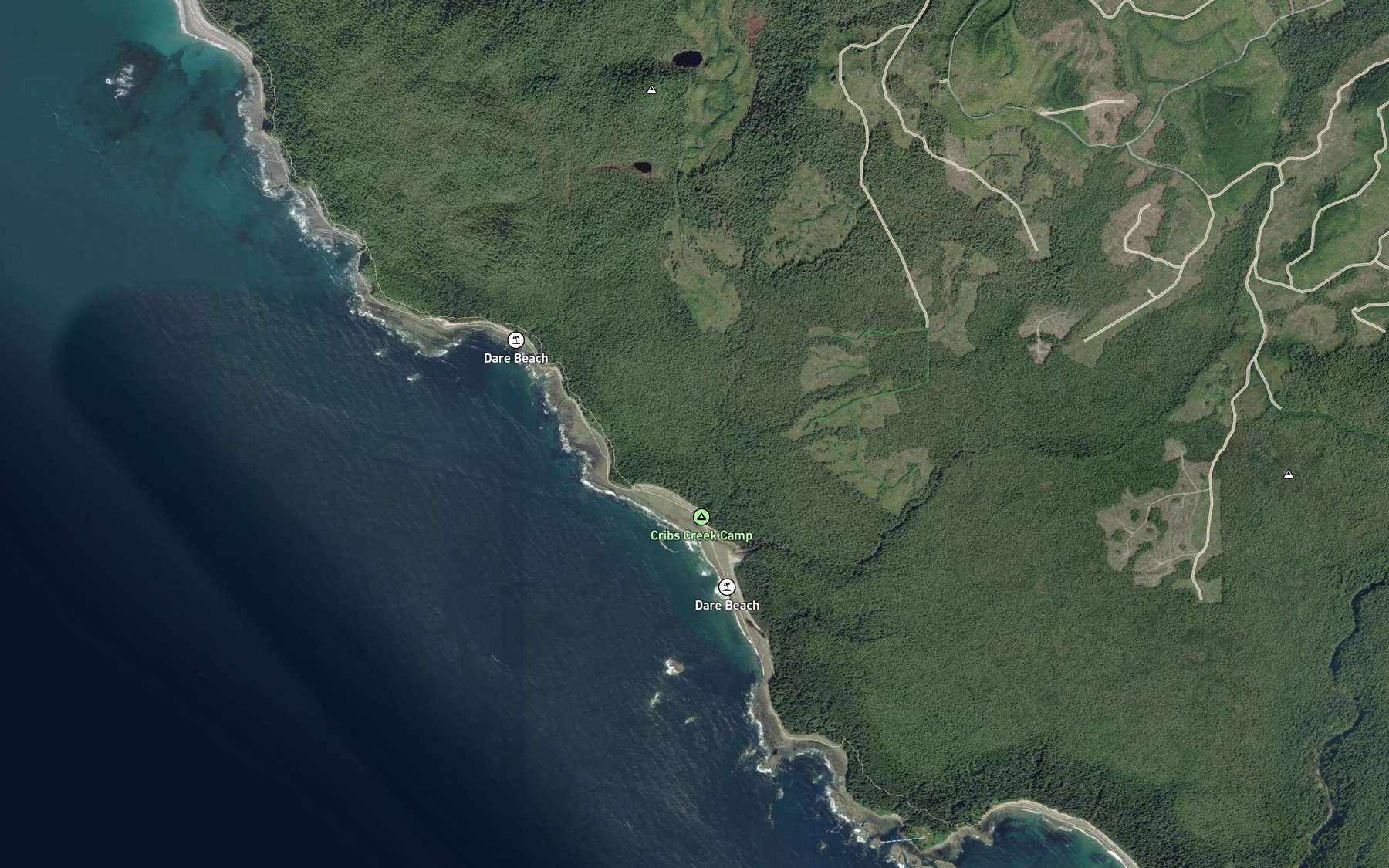 Satellite map of the Coal Creek