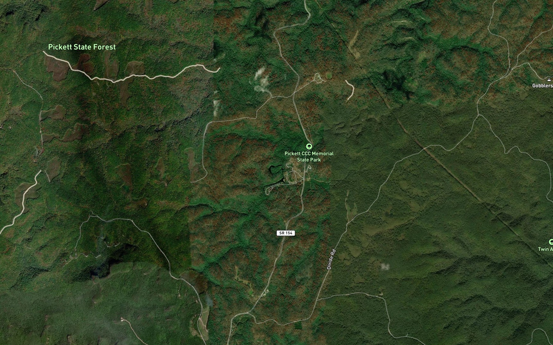 Satellite map of the Pickett Lake