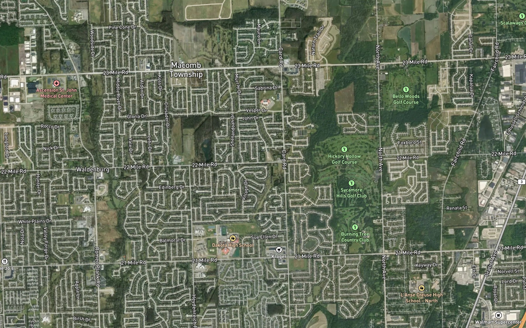 Satellite map of the Zander Drain