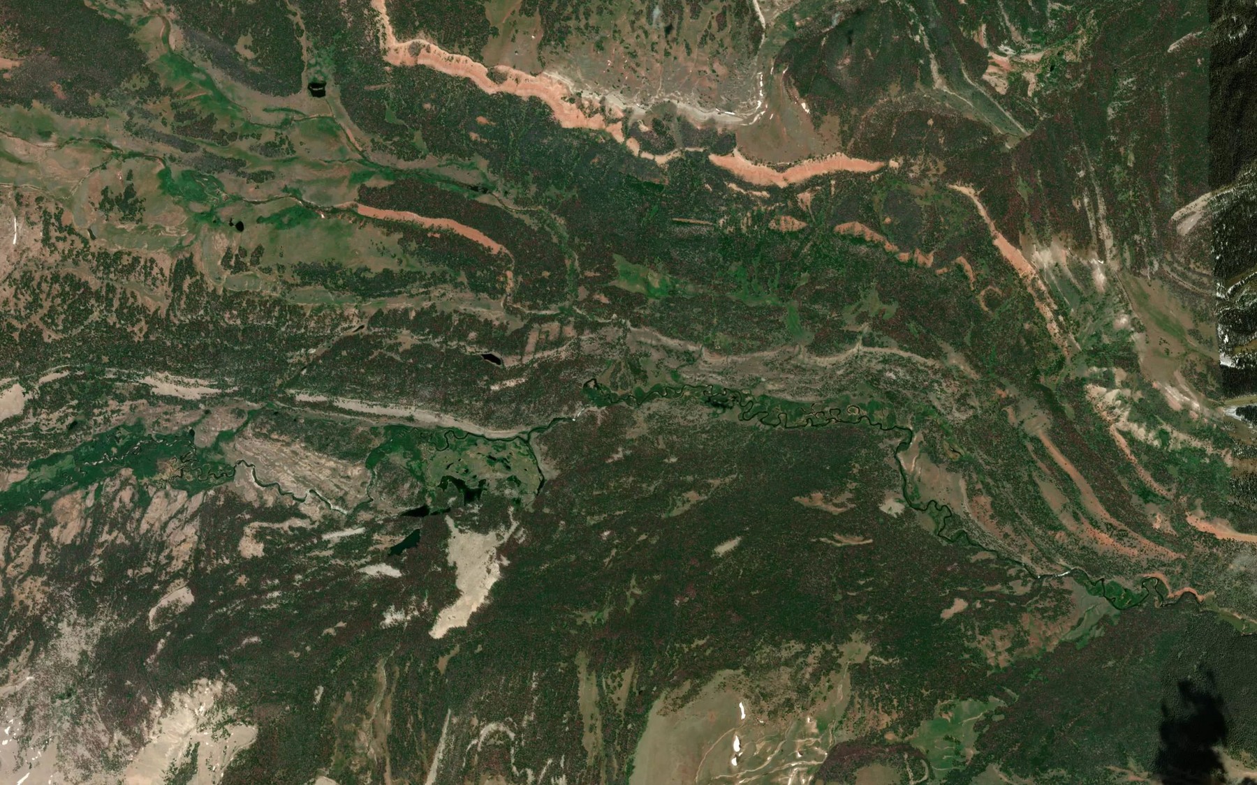 Satellite map of the Bear Cabin Creek