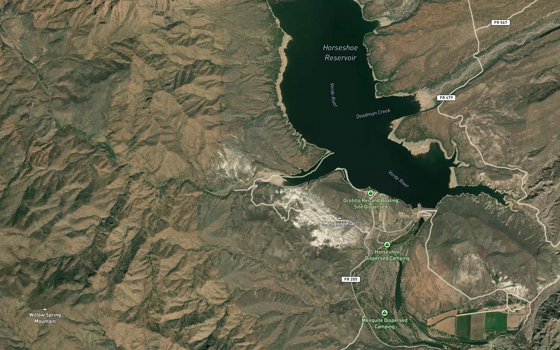 Satellite map of the Lime Creek