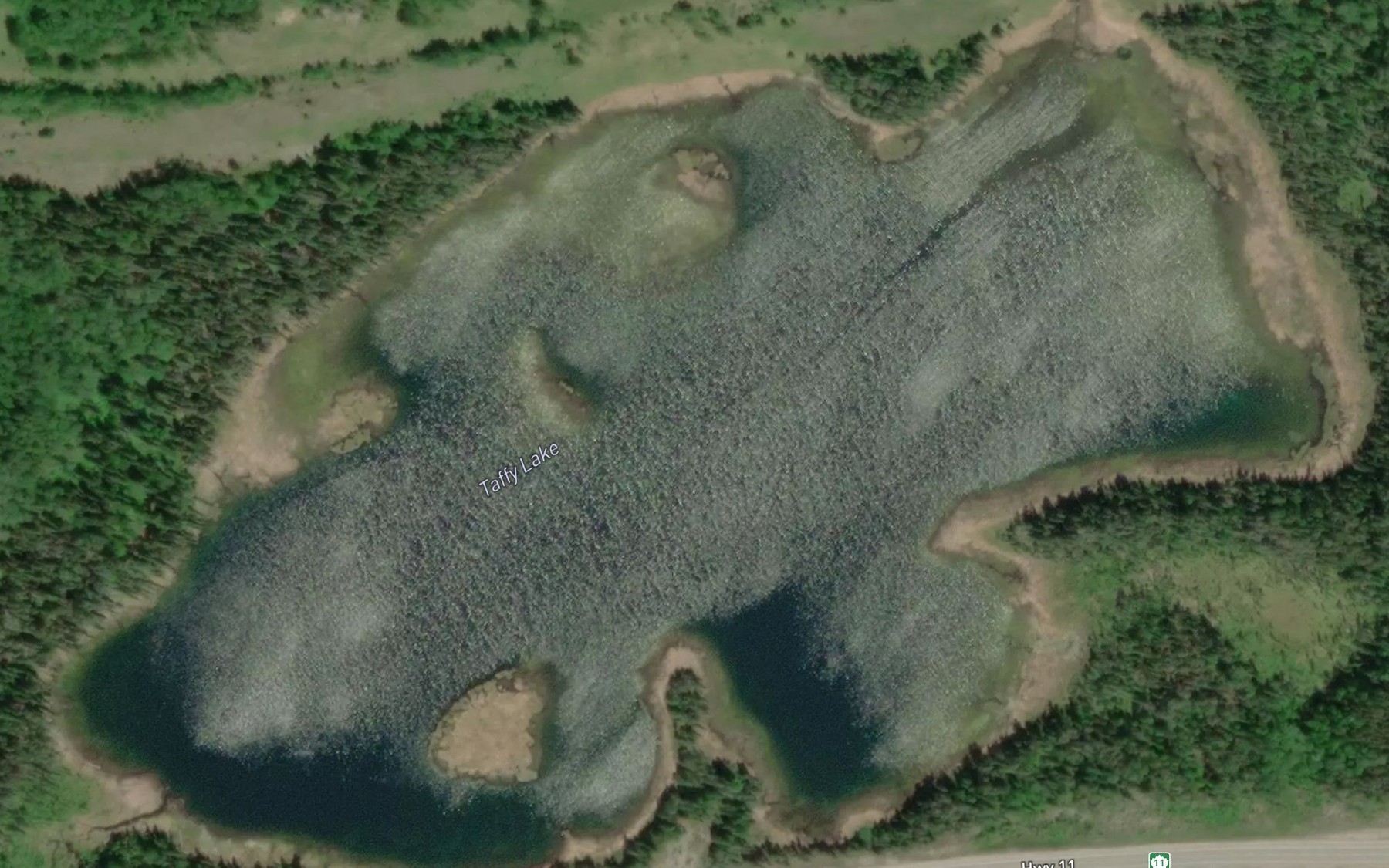 Satellite map of the Taffy Lake