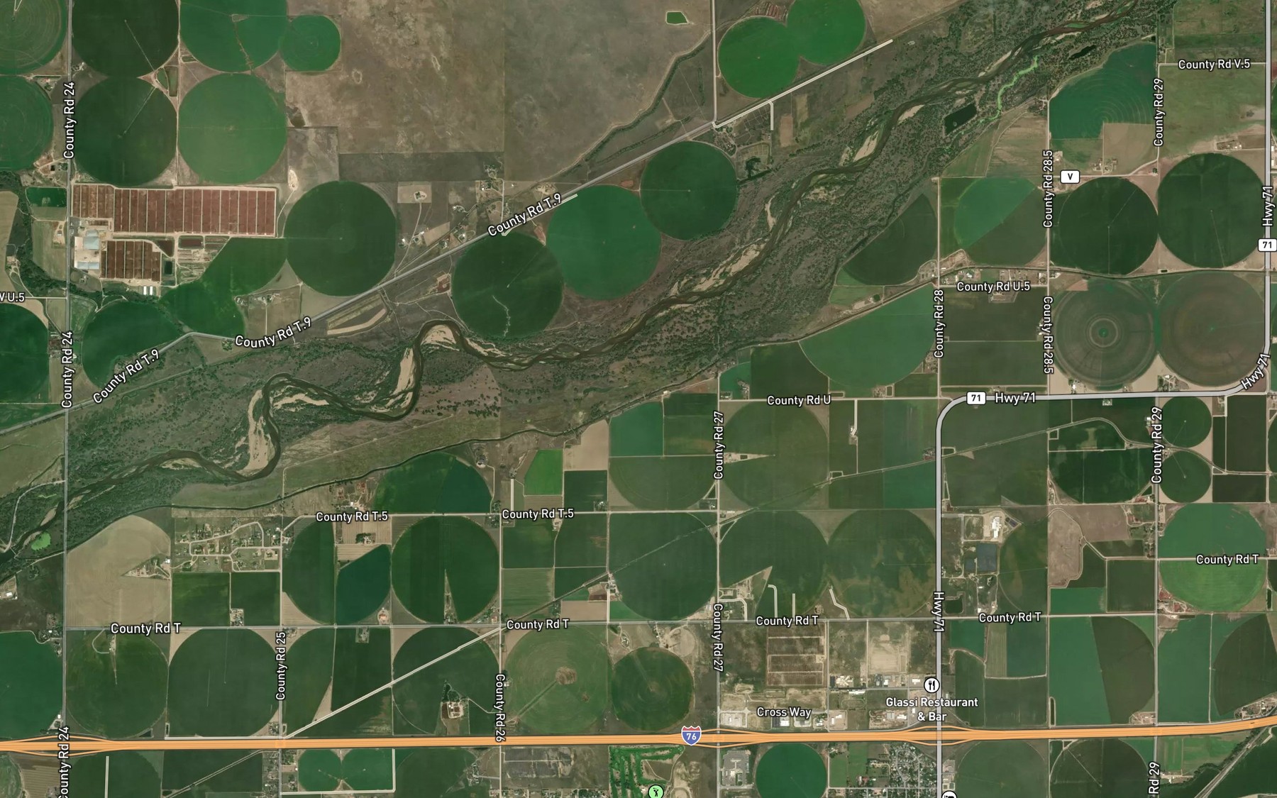 Satellite map of the Lower Platte and Beaver Canal