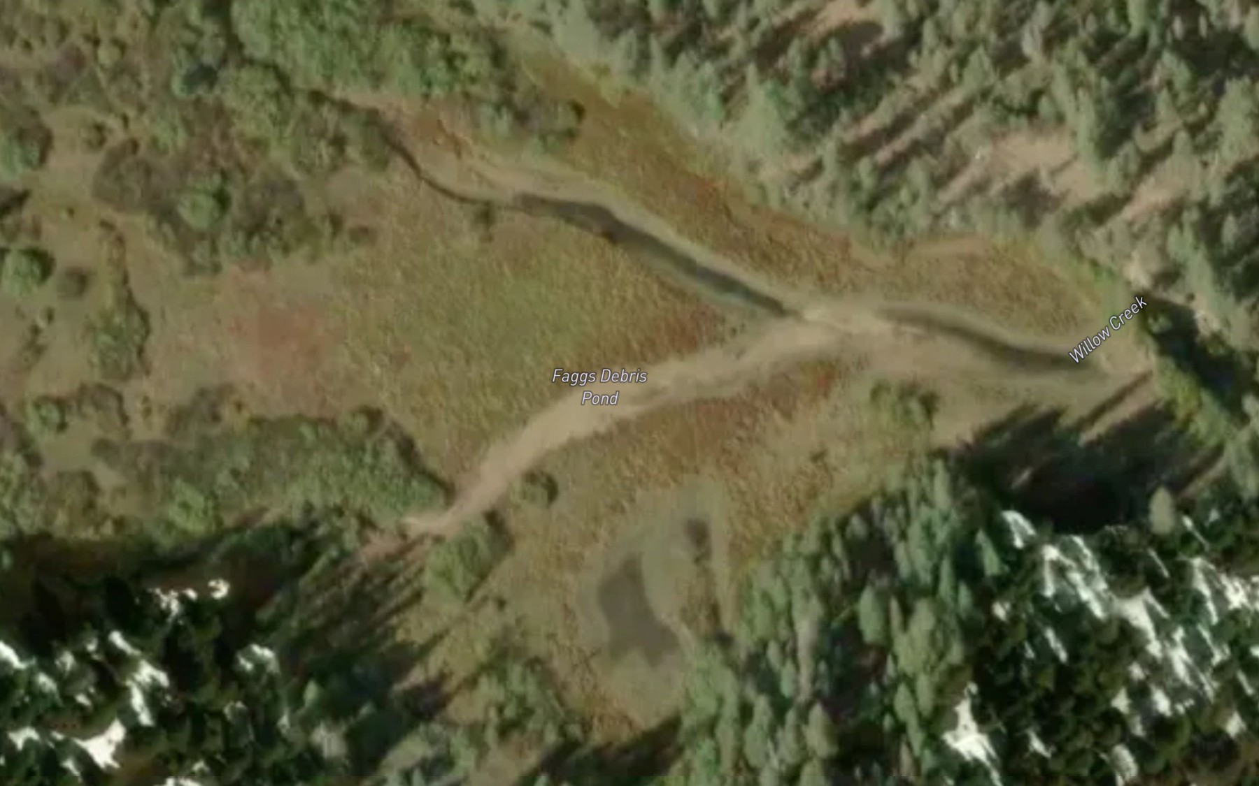 Satellite map of the Faggs Debris Pond