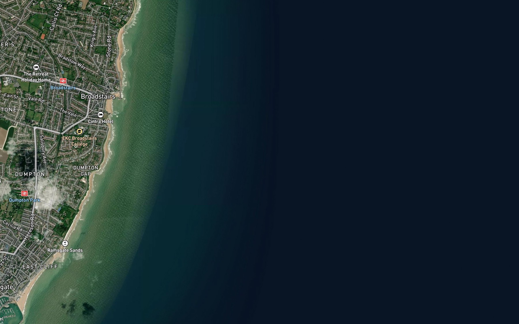 Satellite map of the Broadstairs Knolls