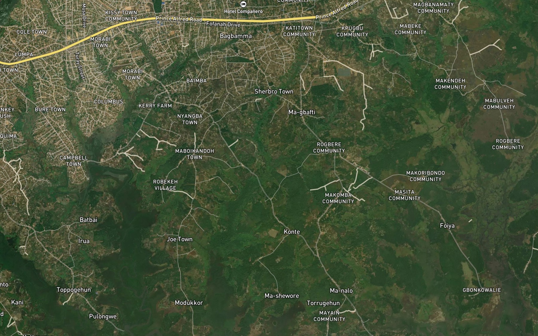 Satellite map of the Bat-Gberi