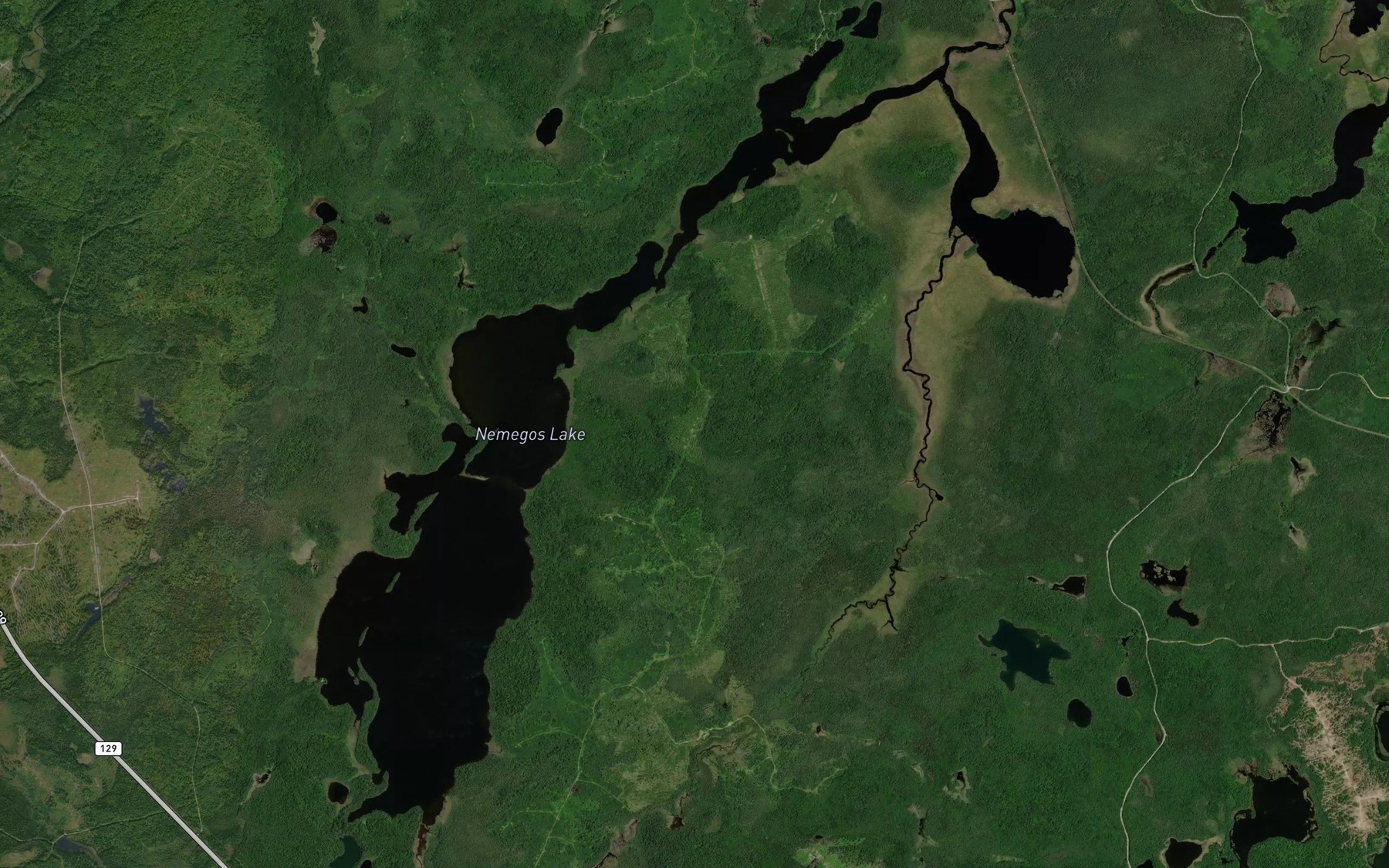 Satellite map of the Nemegos Lake