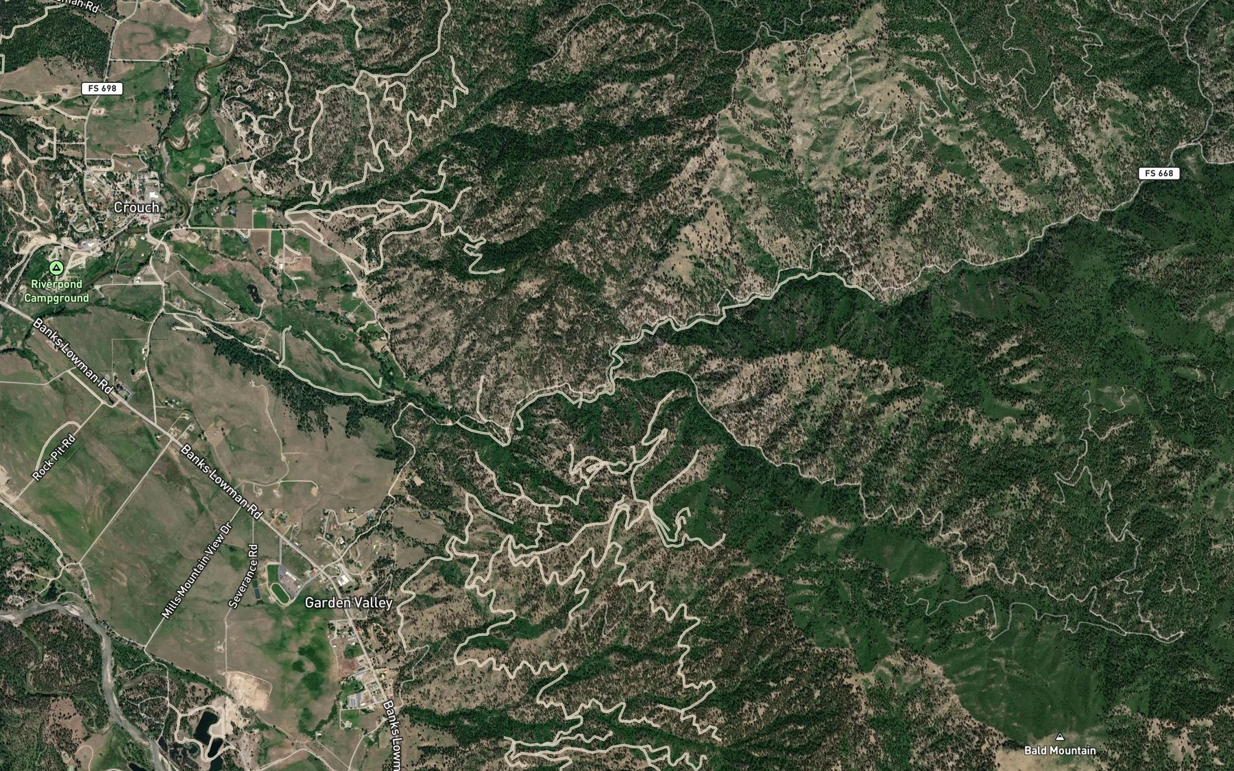 Satellite map of the Little Anderson Creek