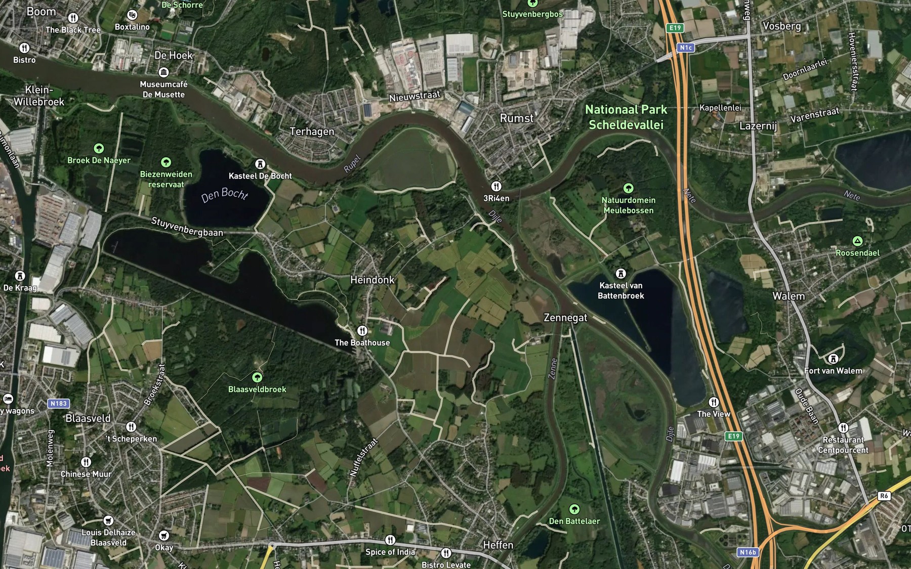 Satellite map of the Nete