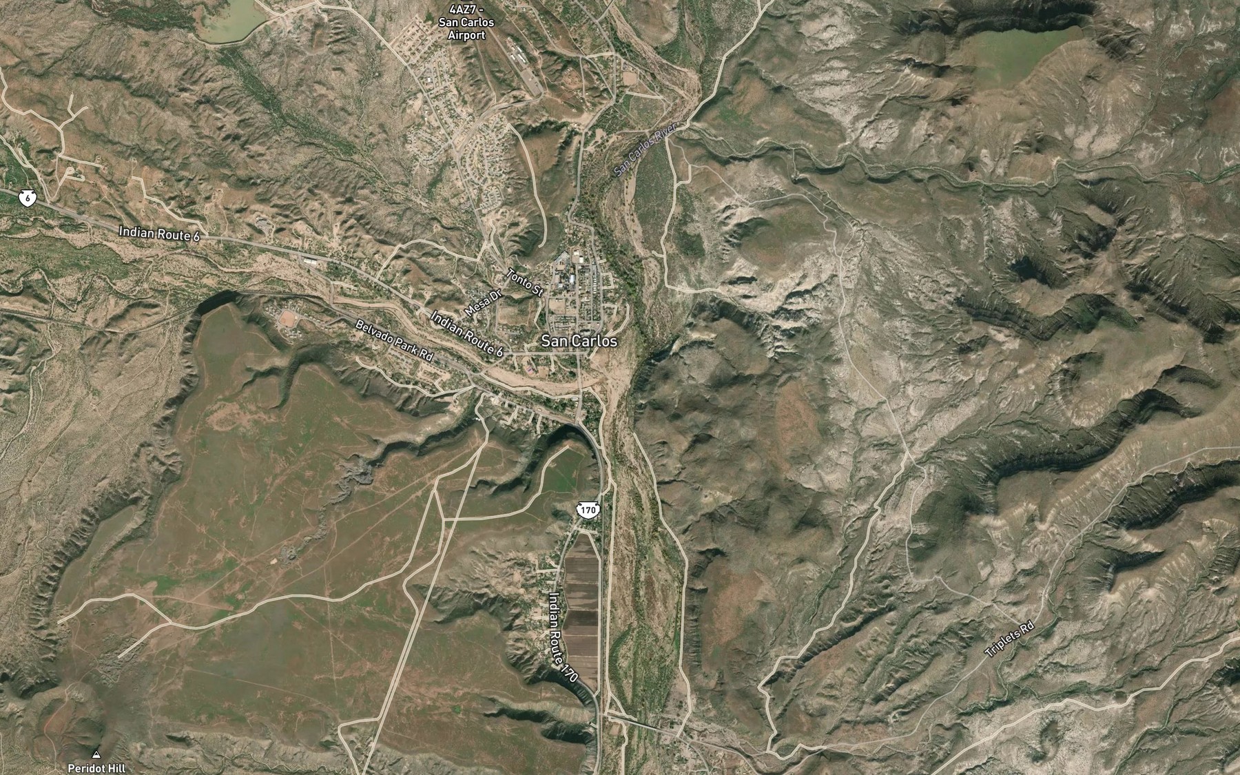Satellite map of the Gilson Wash