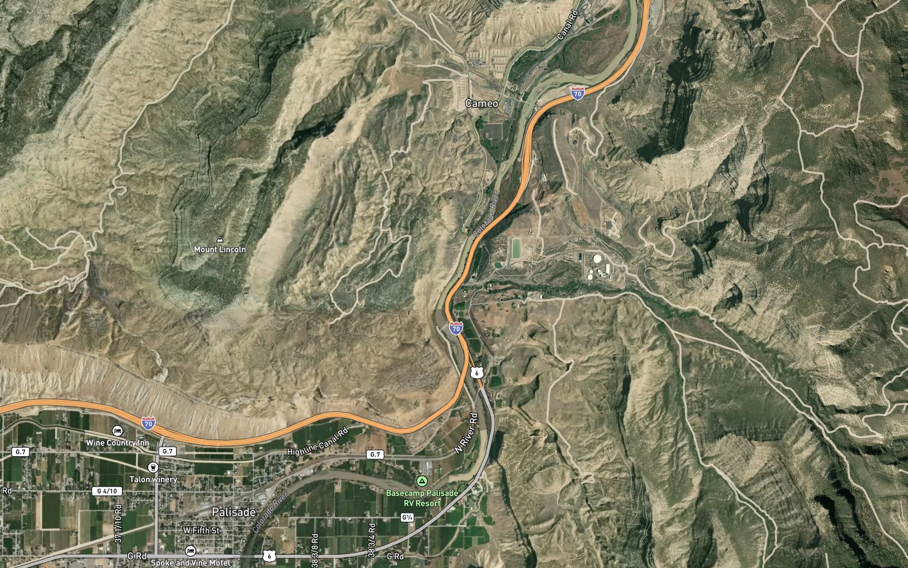Satellite map of the Rapid Creek