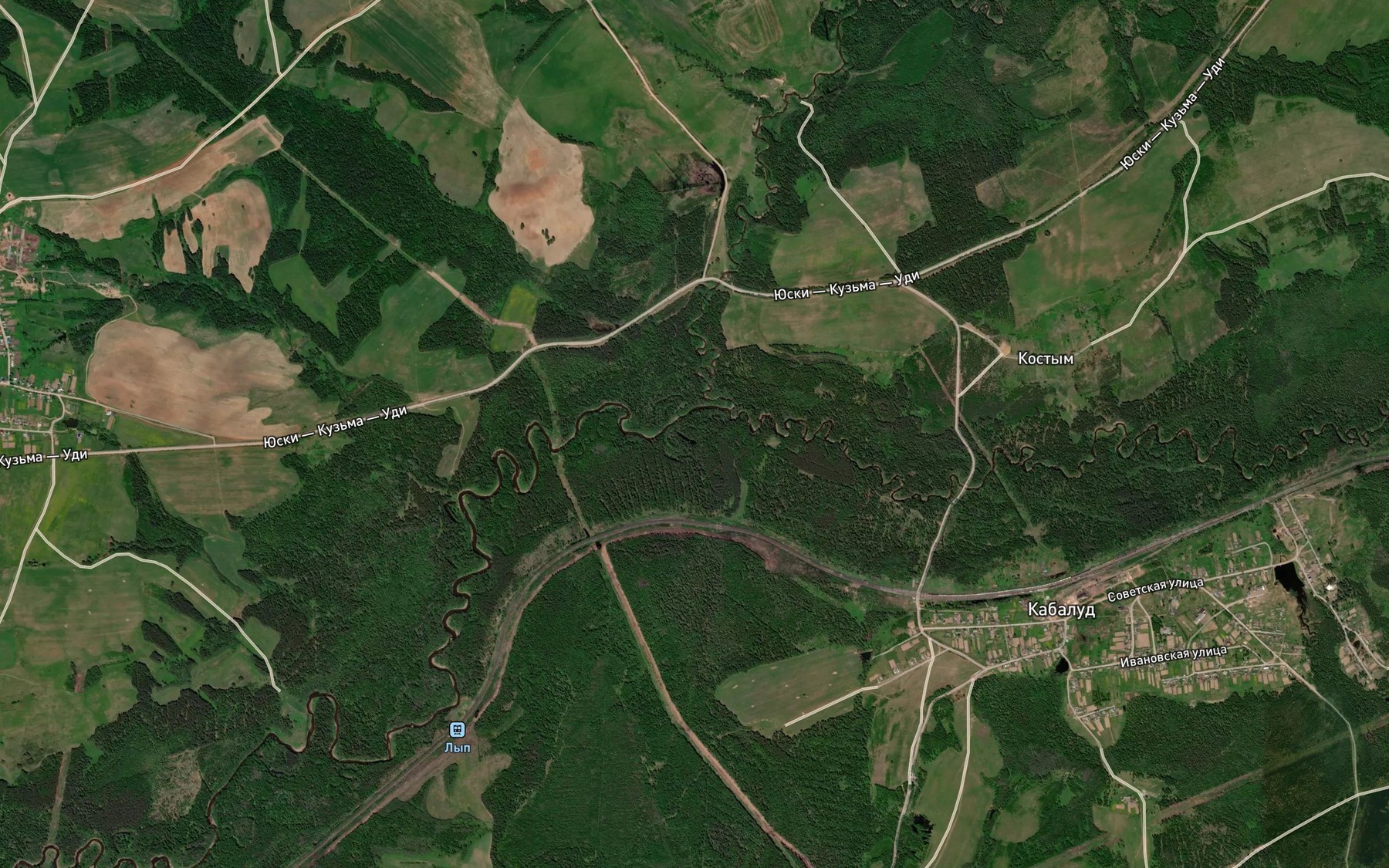 Satellite map of the Kostym