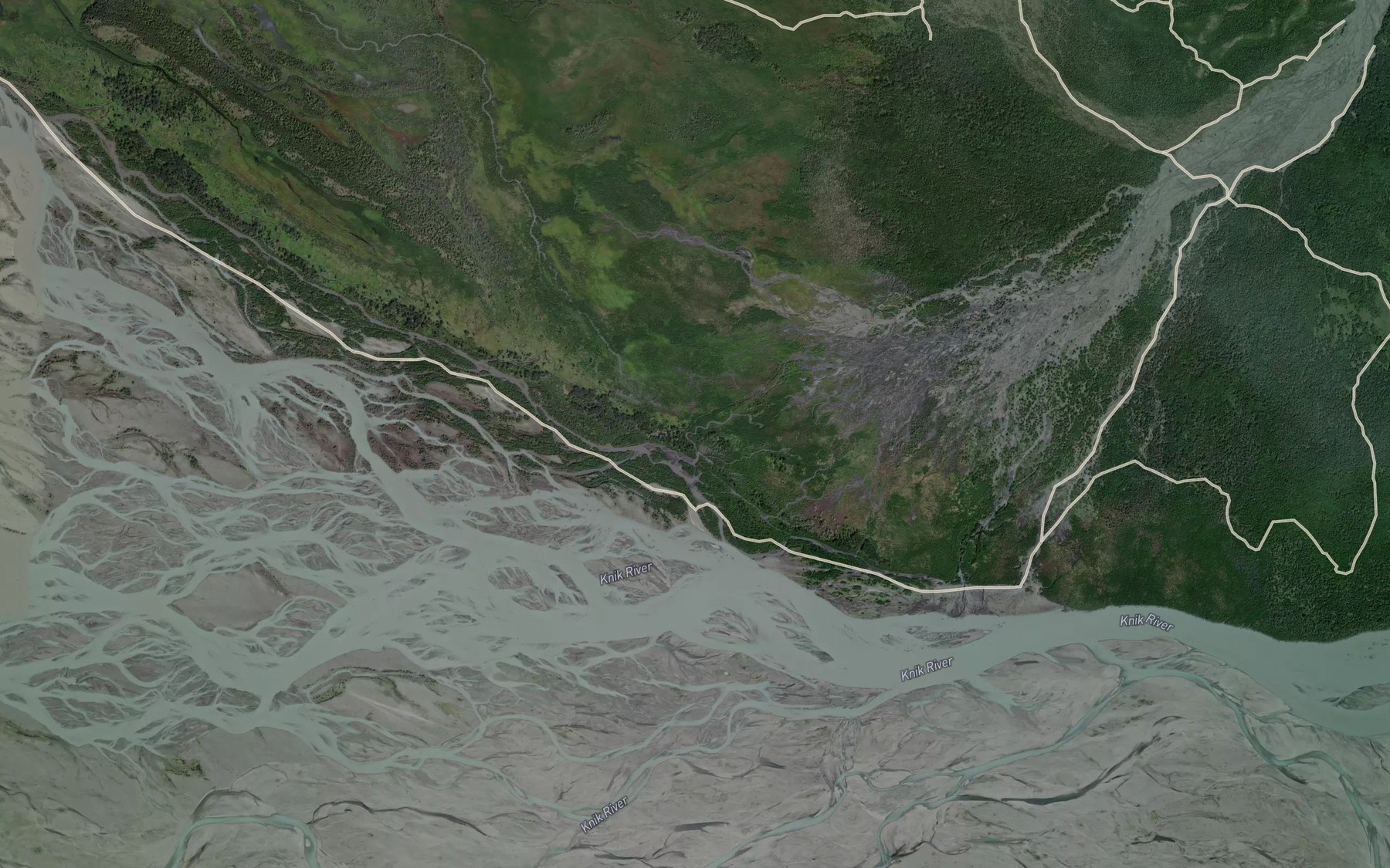 Satellite map of the Friday Creek