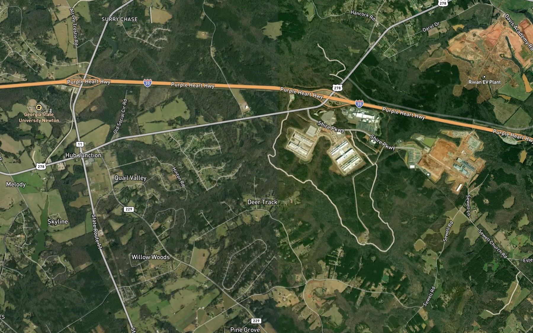 Satellite map of the Nelson Creek