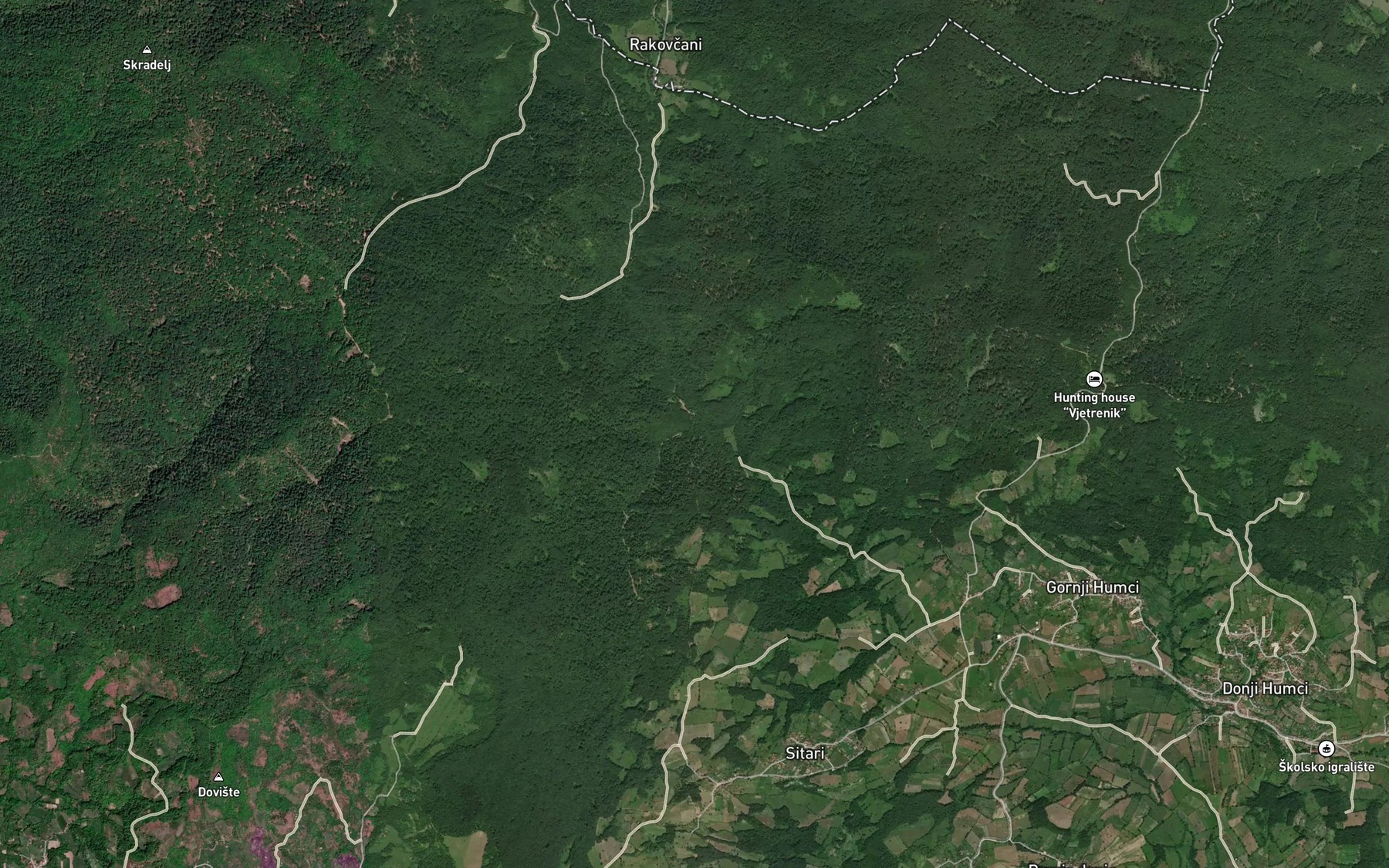 Satellite map of the Sipacka Reka