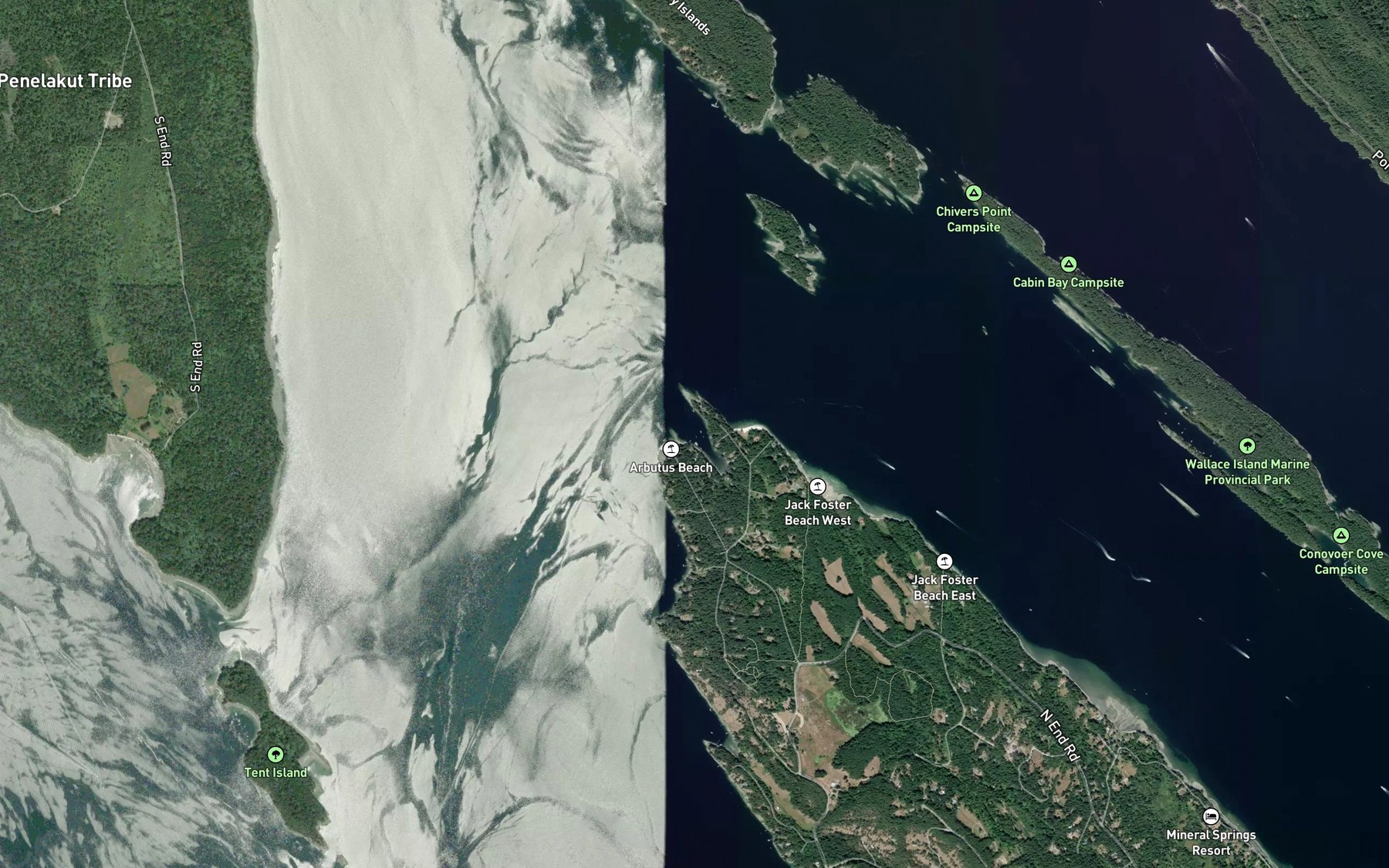 Satellite map of the Southey Bay