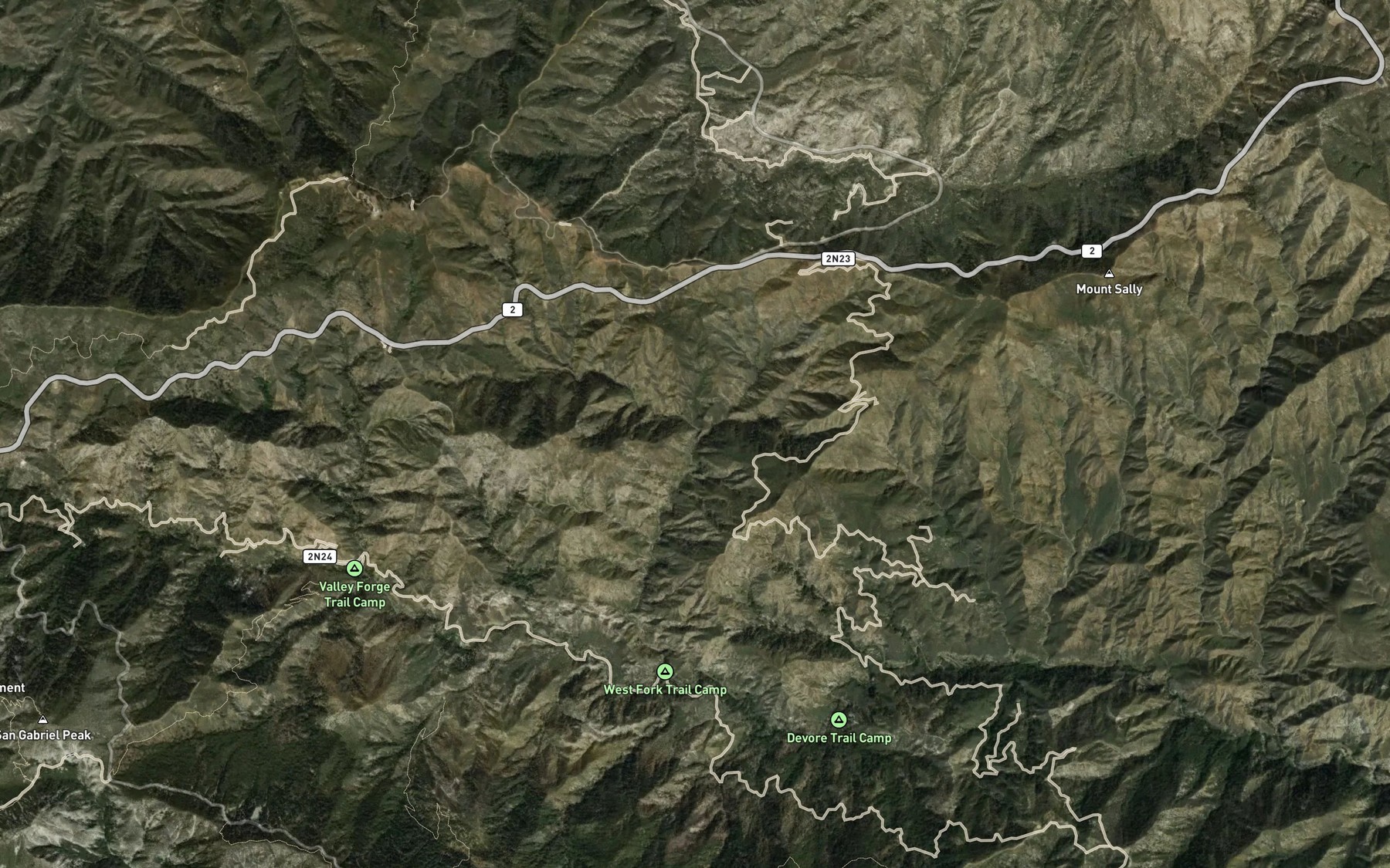 Satellite map of the Trail Fork