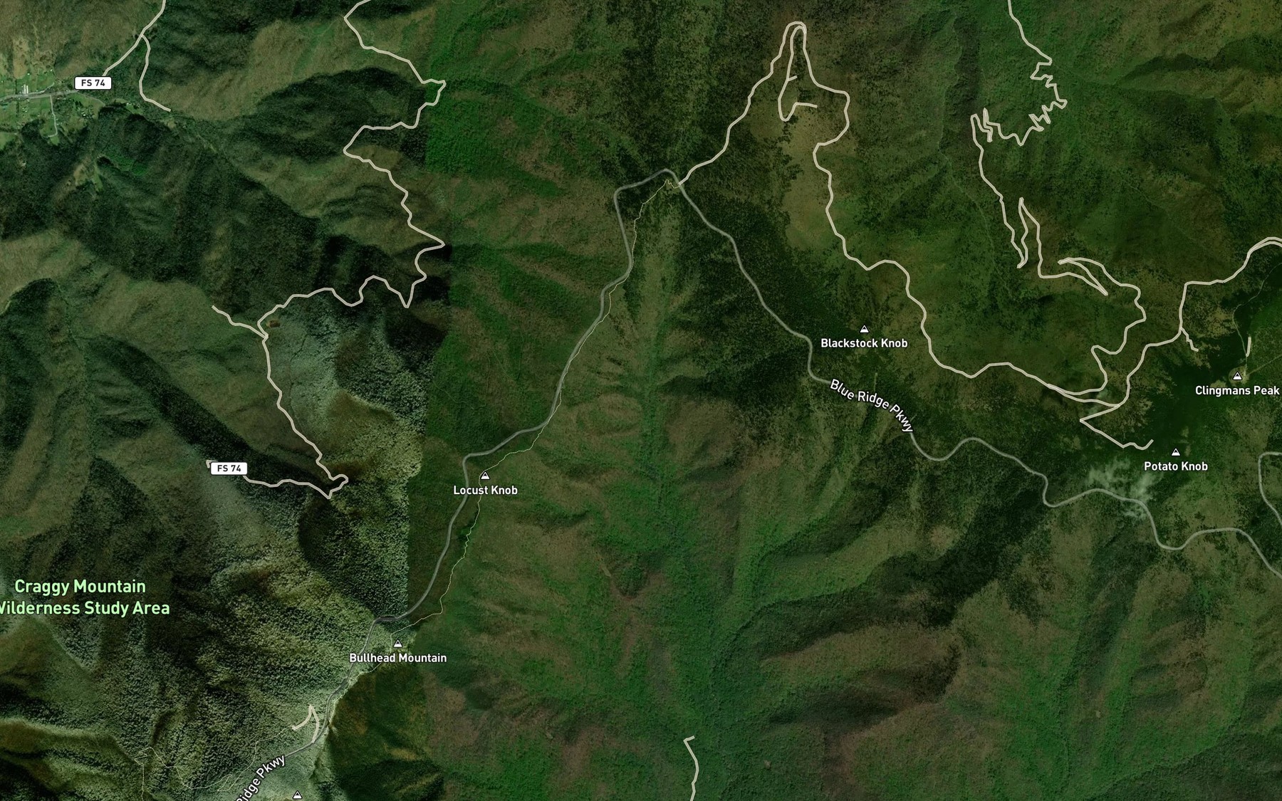 Satellite map of the Glassmine Branch