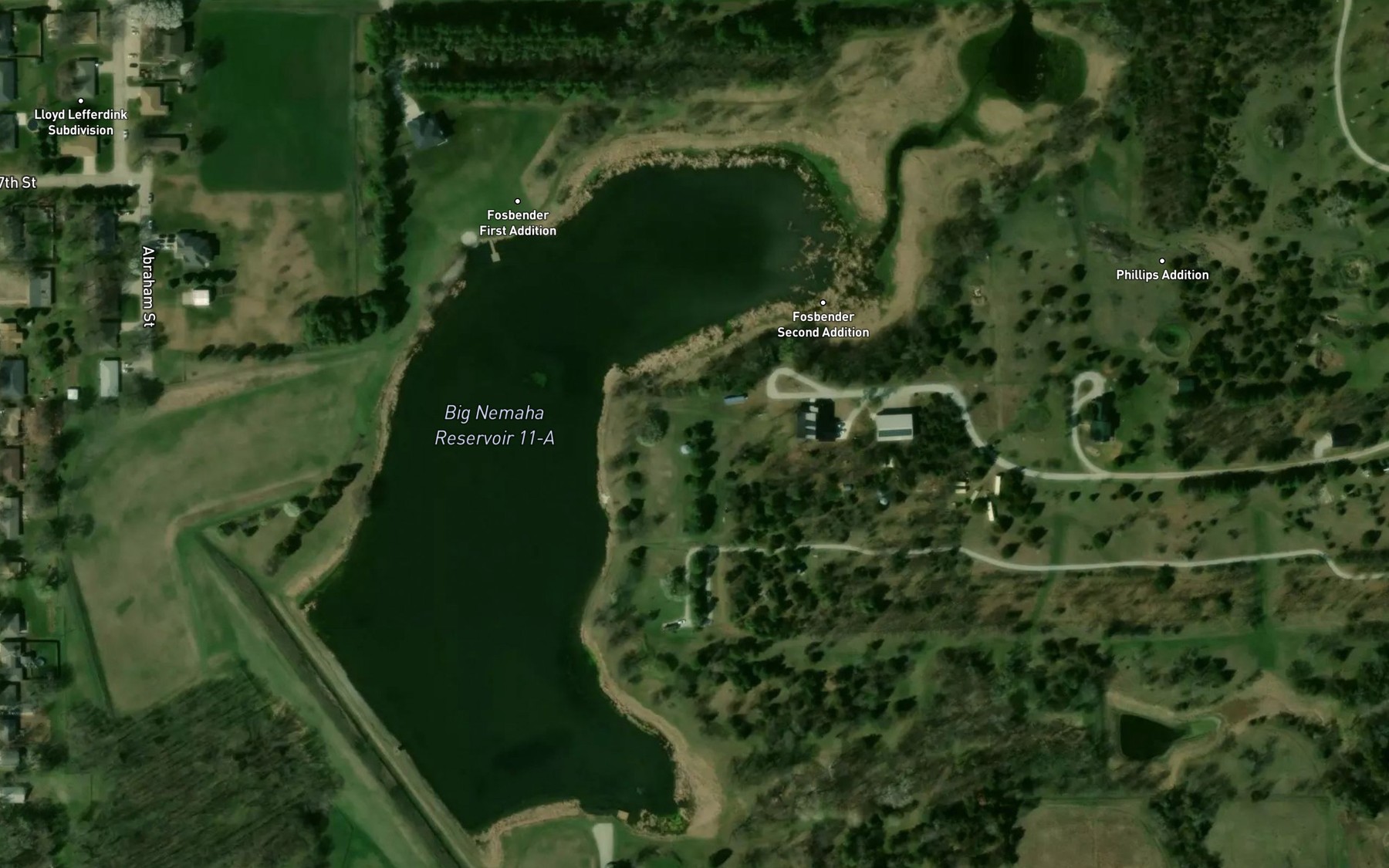 Satellite map of the Big Nemaha Reservoir 11-A